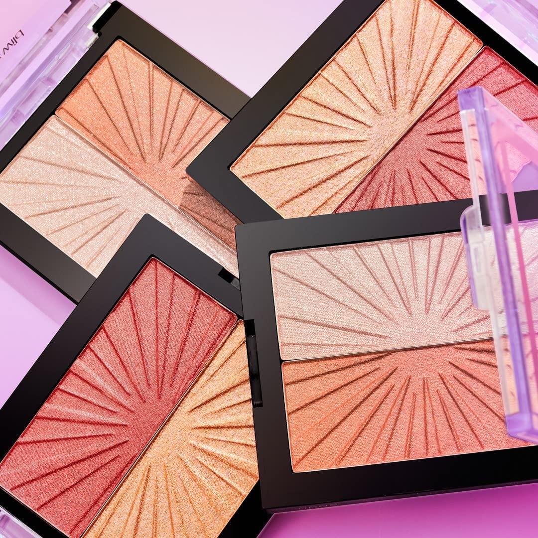Wet n Wild MegaGlo Blushlighter, Blendable Blush & Highlighter Set, Shimmery Metallic Finish, Highlight Bling(3- Flash Me)
