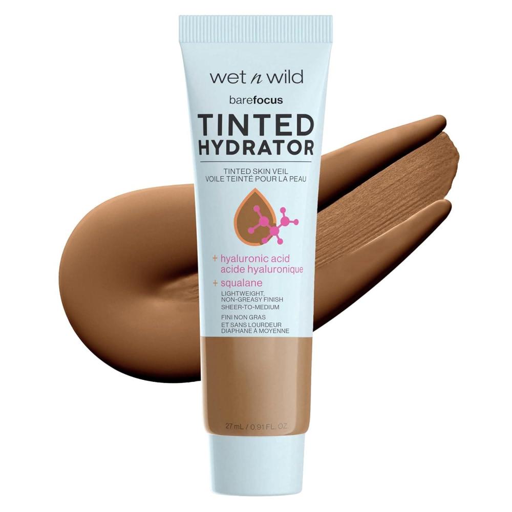 wet n wild Bare Focus Tinted Hydrator Tinted Skin Veil, Lightweight Buildable Coverage with Hyaluronic Acid & Vegan Squalane, Sheer-to-Medium Coverage, Semi-Matte Finish, Cruelty-Free – Light Medium(Deep)