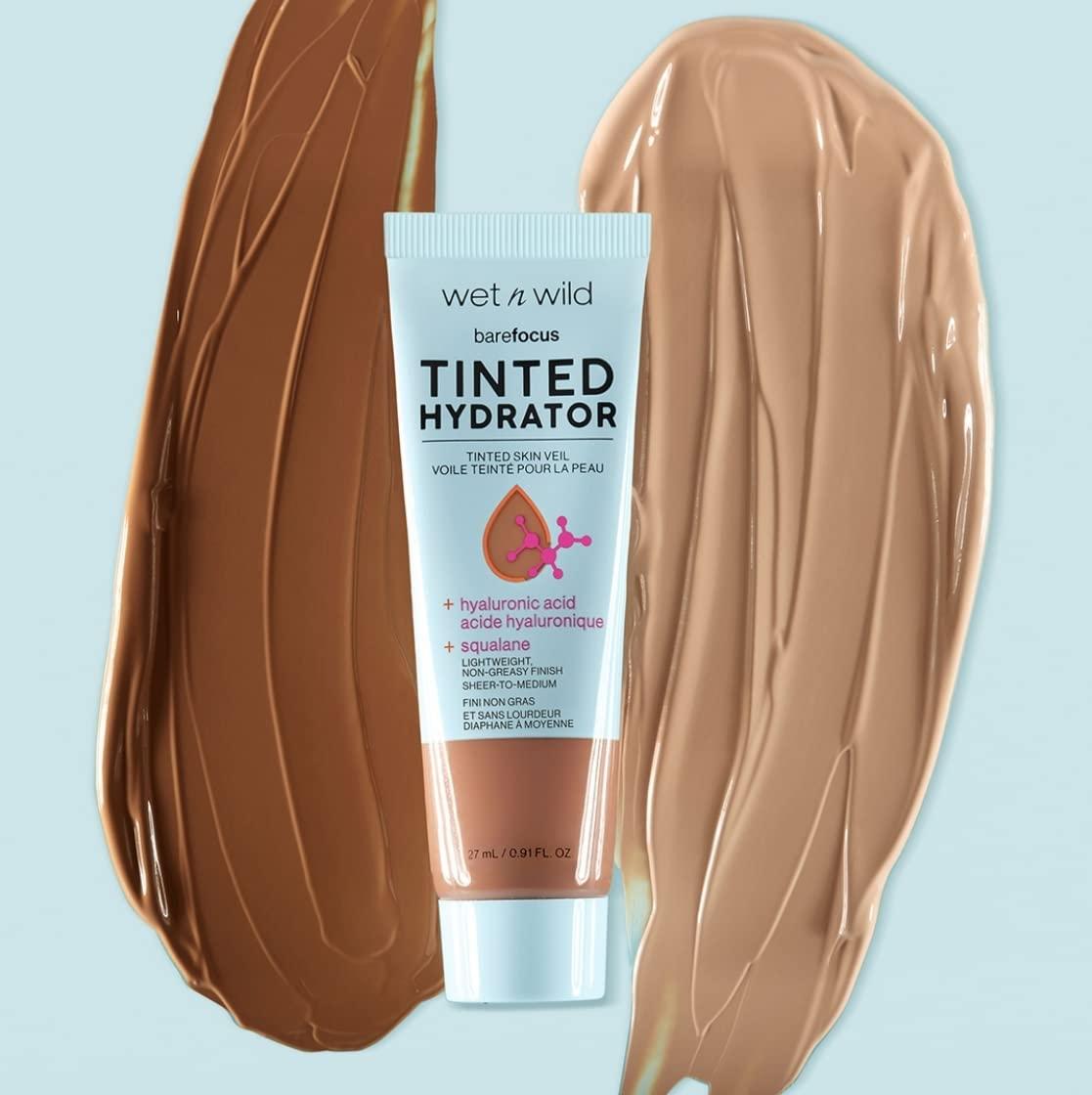 wet n wild Bare Focus Tinted Hydrator Tinted Skin Veil, Lightweight Buildable Coverage with Hyaluronic Acid & Vegan Squalane, Sheer-to-Medium Coverage, Semi-Matte Finish, Cruelty-Free – Light Medium(Deep)