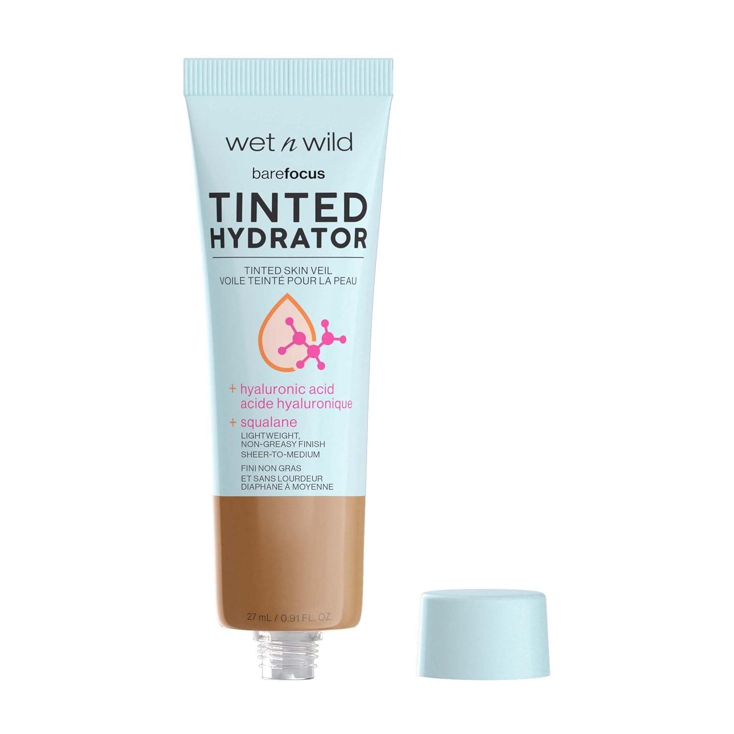 wet n wild Bare Focus Tinted Hydrator Tinted Skin Veil, Lightweight Buildable Coverage with Hyaluronic Acid & Vegan Squalane, Sheer-to-Medium Coverage, Semi-Matte Finish, Cruelty-Free – Light Medium(Deep)