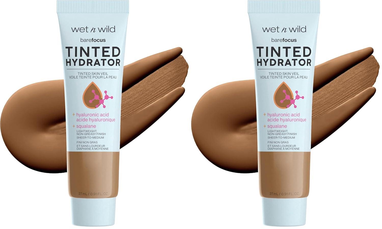 wet n wild Bare Focus Tinted Hydrator Tinted Skin Veil, Lightweight Buildable Coverage with Hyaluronic Acid & Vegan Squalane, Sheer-to-Medium Coverage, Semi-Matte Finish, Cruelty-Free – Light Medium(Deep)