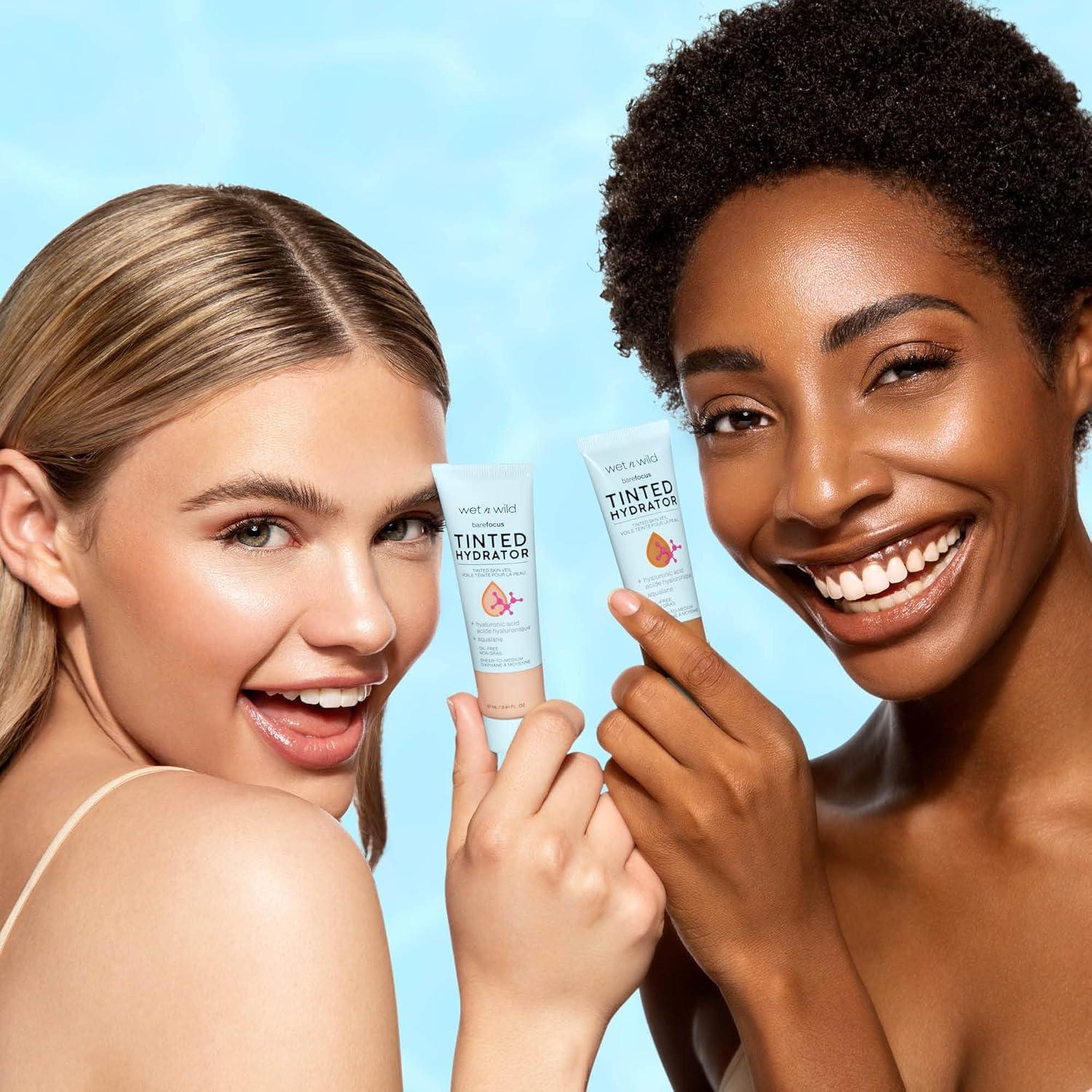 wet n wild Bare Focus Tinted Hydrator Tinted Skin Veil, Lightweight Buildable Coverage with Hyaluronic Acid & Vegan Squalane, Sheer-to-Medium Coverage, Semi-Matte Finish, Cruelty-Free – Light Medium(Deep)