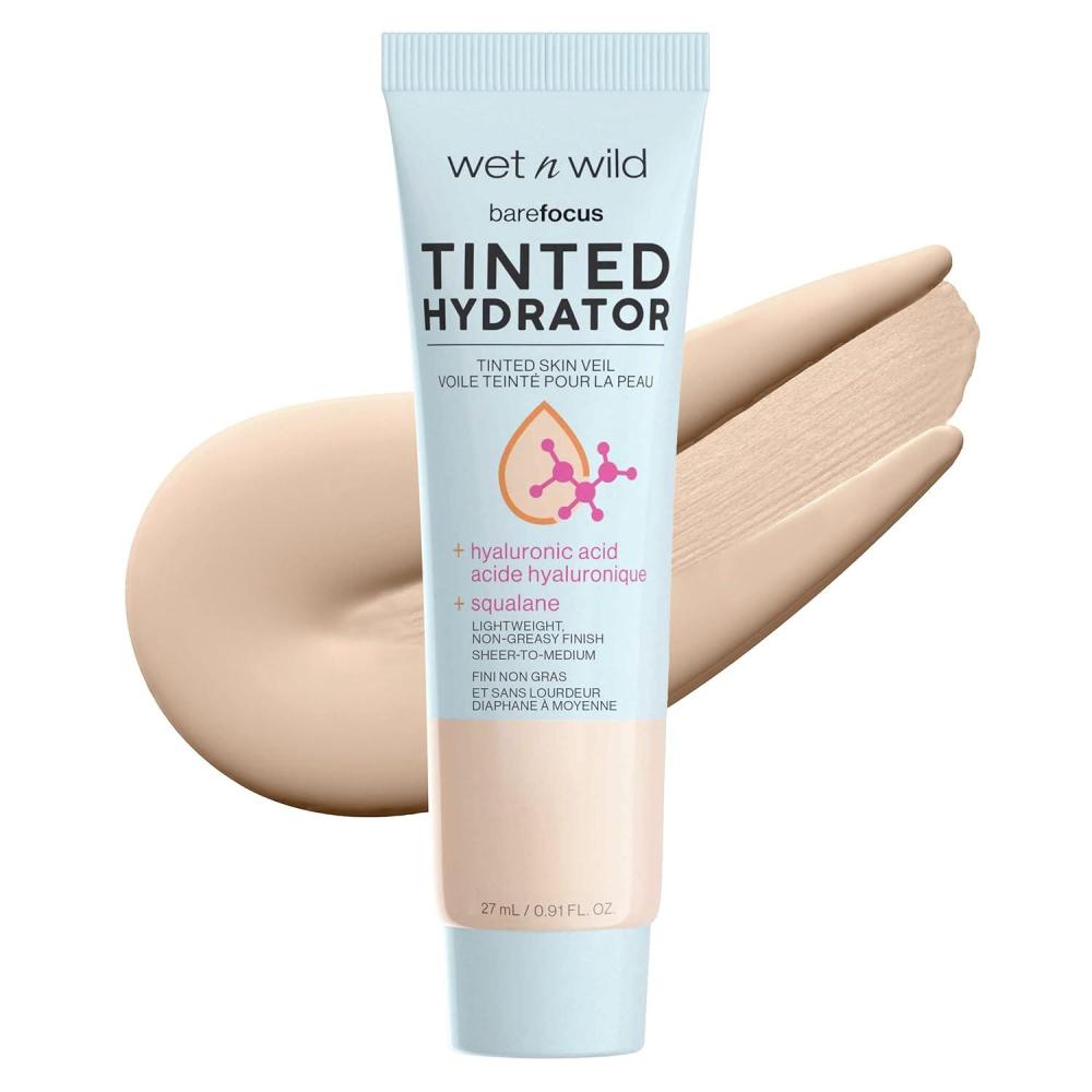 wet n wild Bare Focus Tinted Hydrator Tinted Skin Veil, Lightweight Buildable Coverage with Hyaluronic Acid & Vegan Squalane, Sheer-to-Medium Coverage, Semi-Matte Finish, Cruelty-Free – Light Medium(Light Medium)