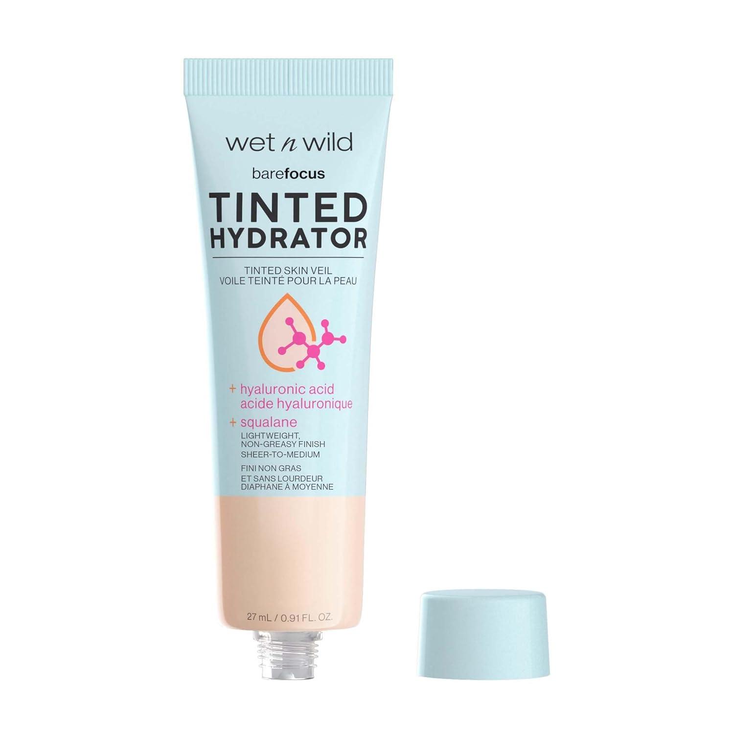 wet n wild Bare Focus Tinted Hydrator Tinted Skin Veil, Lightweight Buildable Coverage with Hyaluronic Acid & Vegan Squalane, Sheer-to-Medium Coverage, Semi-Matte Finish, Cruelty-Free – Light Medium(Light Medium)