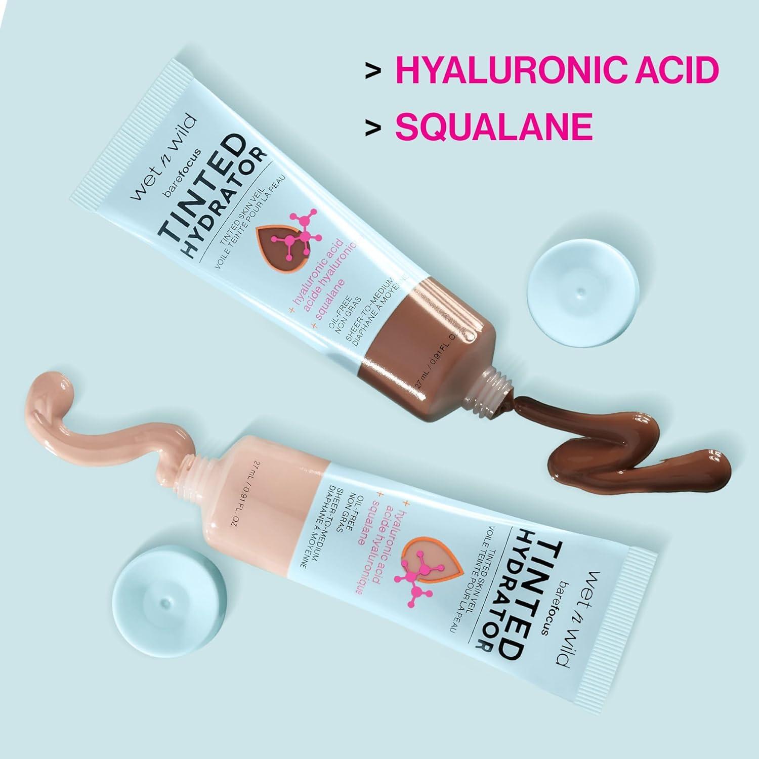 wet n wild Bare Focus Tinted Hydrator Tinted Skin Veil, Lightweight Buildable Coverage with Hyaluronic Acid & Vegan Squalane, Sheer-to-Medium Coverage, Semi-Matte Finish, Cruelty-Free – Light Medium(Light Medium)