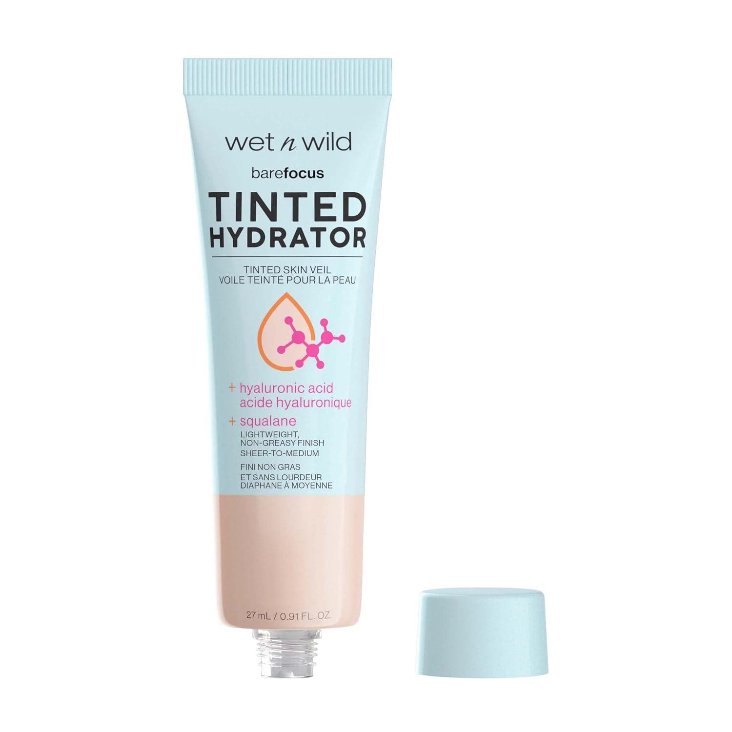 wet n wild Bare Focus Tinted Hydrator Tinted Skin Veil, Lightweight Buildable Coverage with Hyaluronic Acid & Vegan Squalane, Sheer-to-Medium Coverage, Semi-Matte Finish, Cruelty-Free – Light Medium(Fair)