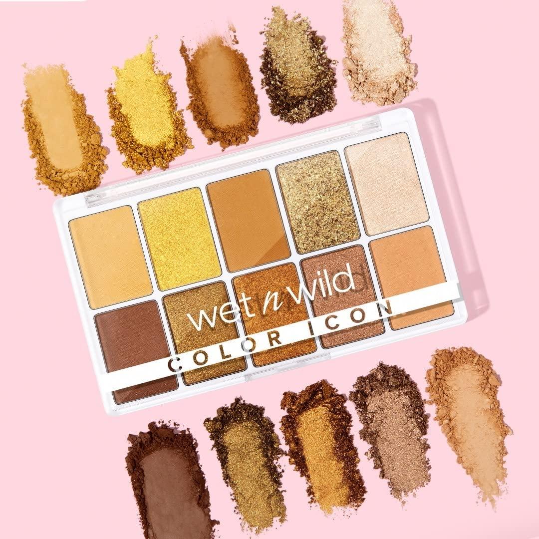 wet n wild Color Icon 10-Pan Eyeshadow Makeup Palette, Yellow Call Me Sunshine, Long Lasting, Shimmer, Metallic, Glittery, Matte, Rich Smooth Pigment, Cruelty Free