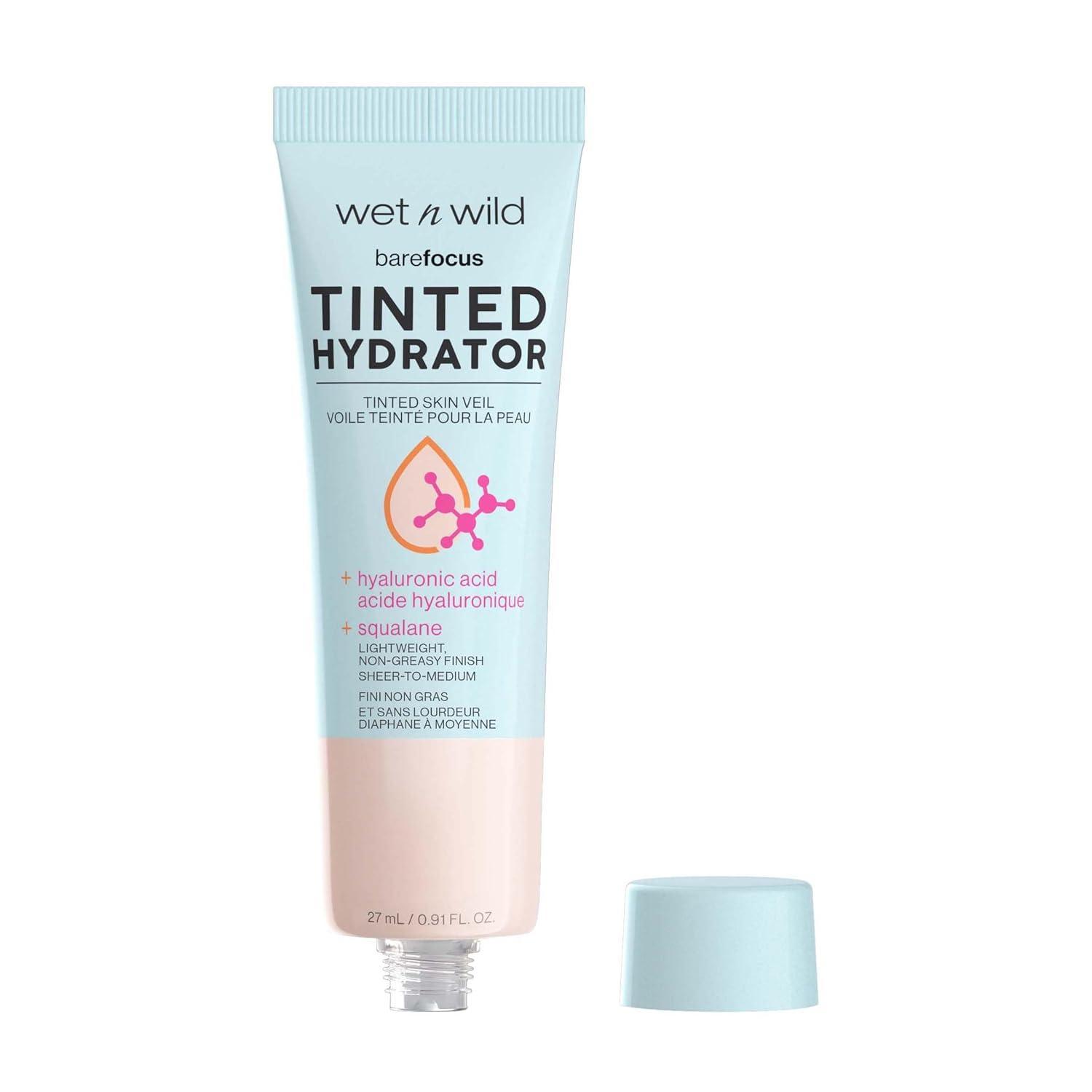 wet n wild Bare Focus Tinted Hydrator Tinted Skin Veil, Lightweight Buildable Coverage with Hyaluronic Acid & Vegan Squalane, Sheer-to-Medium Coverage, Semi-Matte Finish, Cruelty-Free – Light Medium(Porecelain)