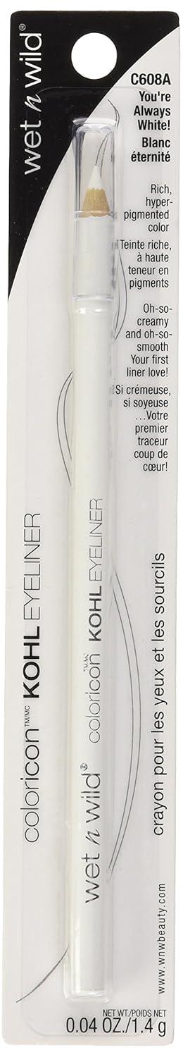 wet n wild Color Icon Kohl Eyeliner Pencil, Rich Hyper-Pigmented Color, Smooth Creamy Application, Long-Wearing Matte Finish Versatility, Cruelty-Free & Vegan – You’re Always White (Pack of 2)