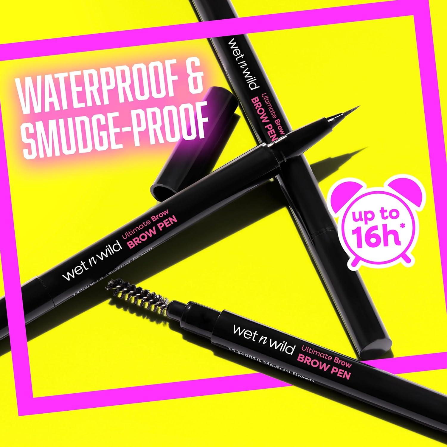 wet n wild Ultimate Eyebrow Retractable Definer Pencil, Medium Brown, Dual-Sided Brow Brush, Fine Tip, Shapes, Defines, Fills Brow Makeup(Taupe (Pen))