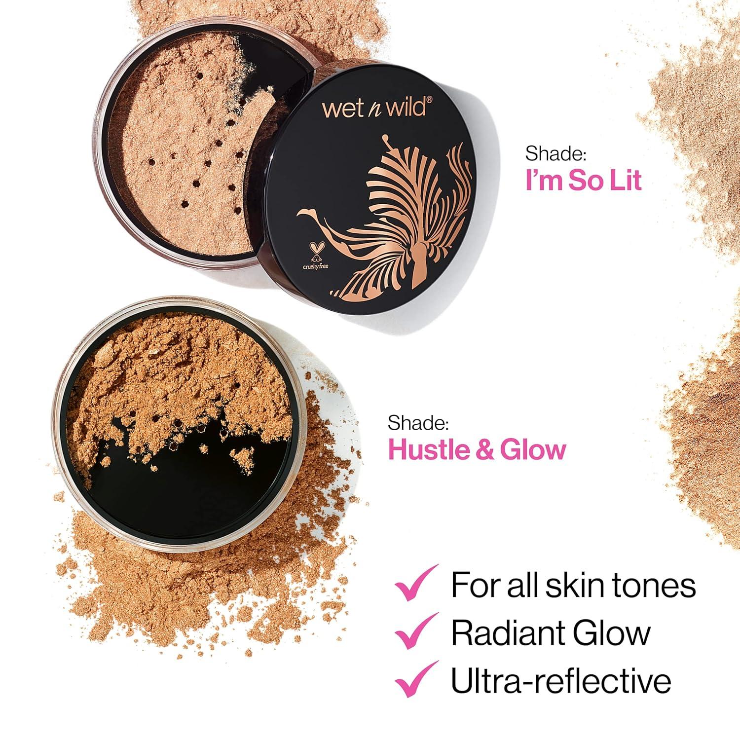 wet n wild MegaGlo Loose Highlighting Powder Makeup, Glow With The Flow, Gold | Vegan | Cruelty-free(1- Hustle & Glow)