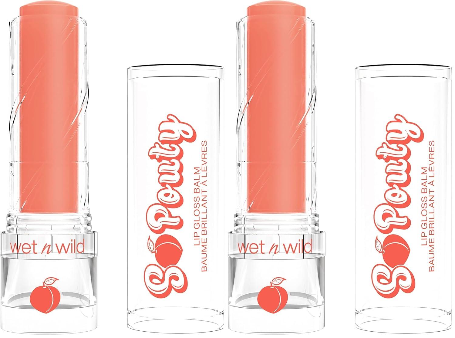 wet n wild Perfect Pout So Pouty Shine Tinted Lip Balm Peach Flavored, Hyaluronic Acid, Vegan Collagen, Moisturizing For Dry Lip Care, Pink(Peach Bum)