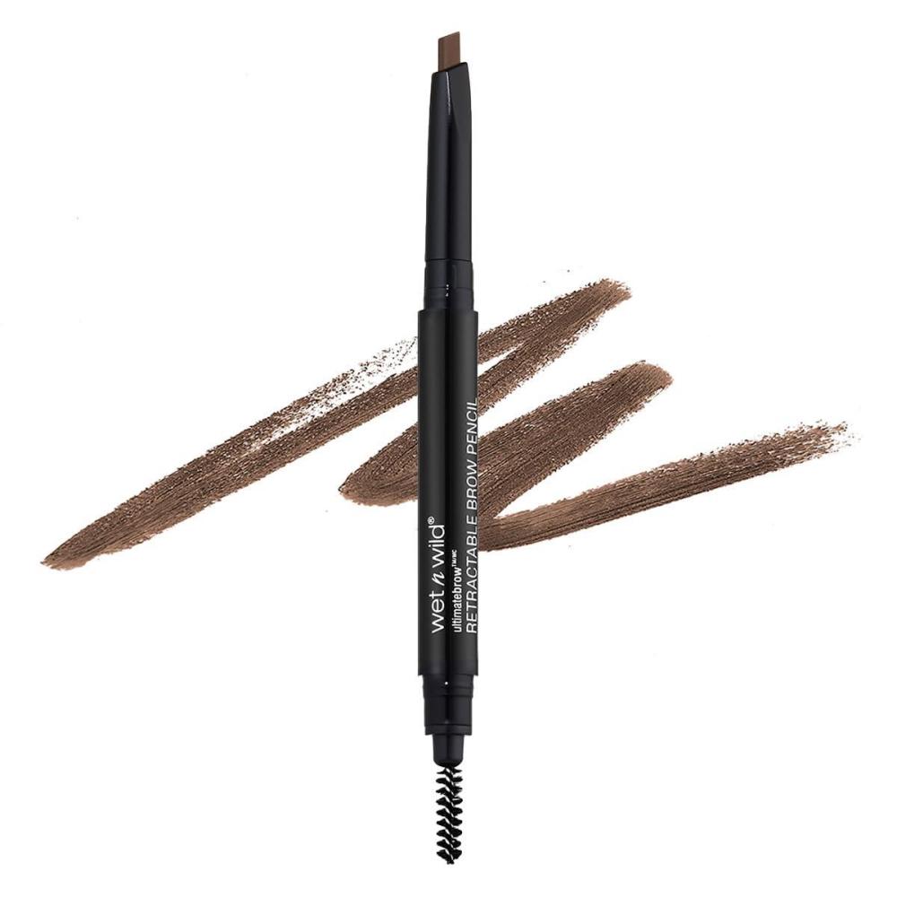 wet n wild Ultimate Eyebrow Retractable Definer Pencil, Medium Brown, Dual-Sided Brow Brush, Fine Tip, Shapes, Defines, Fills Brow Makeup(Medium Brown)