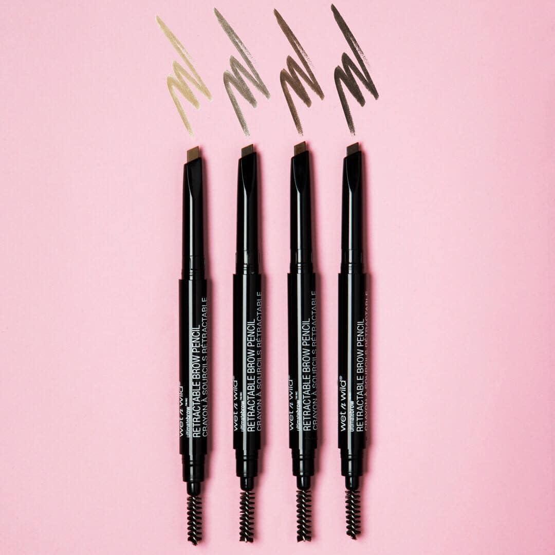 wet n wild Ultimate Eyebrow Retractable Definer Pencil, Medium Brown, Dual-Sided Brow Brush, Fine Tip, Shapes, Defines, Fills Brow Makeup(Medium Brown)