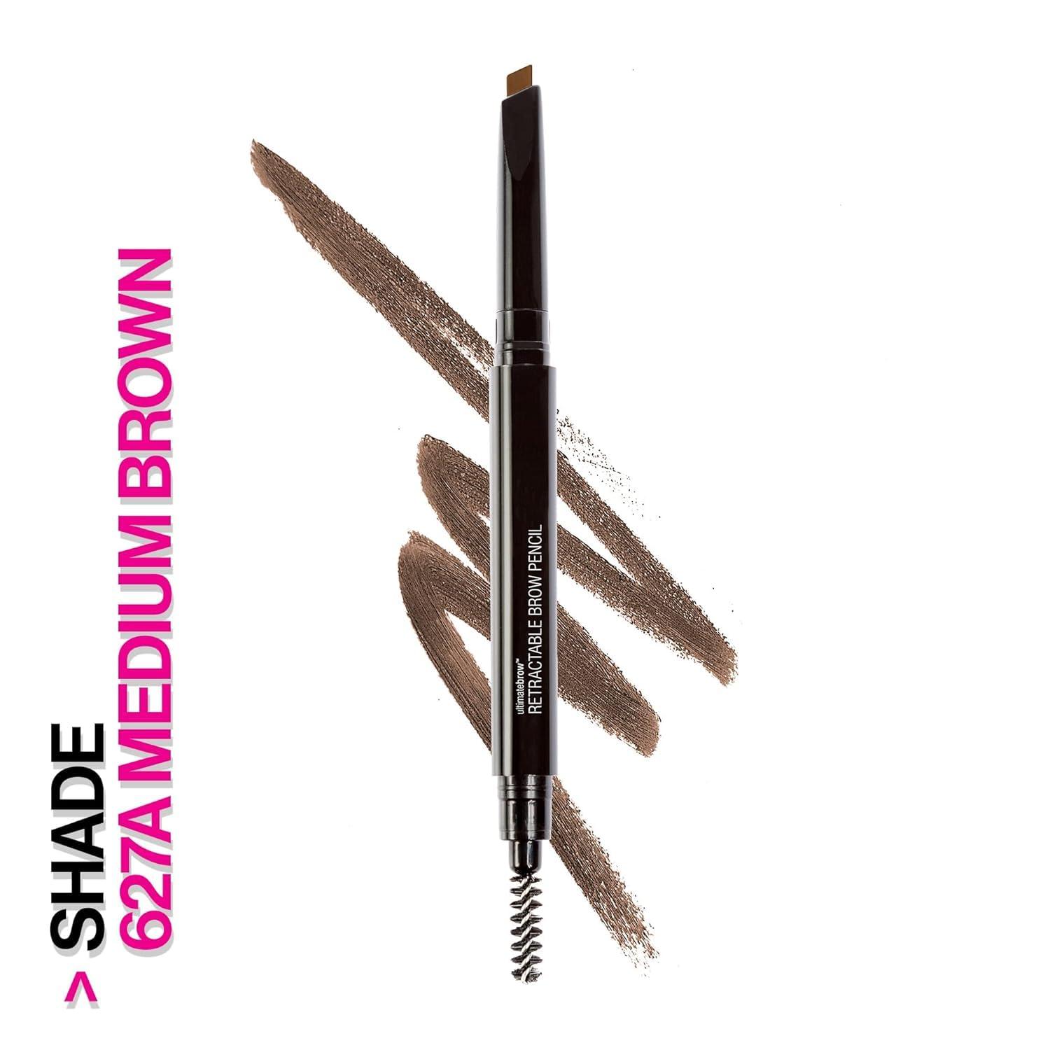 wet n wild Ultimate Eyebrow Retractable Definer Pencil, Medium Brown, Dual-Sided Brow Brush, Fine Tip, Shapes, Defines, Fills Brow Makeup(Medium Brown)