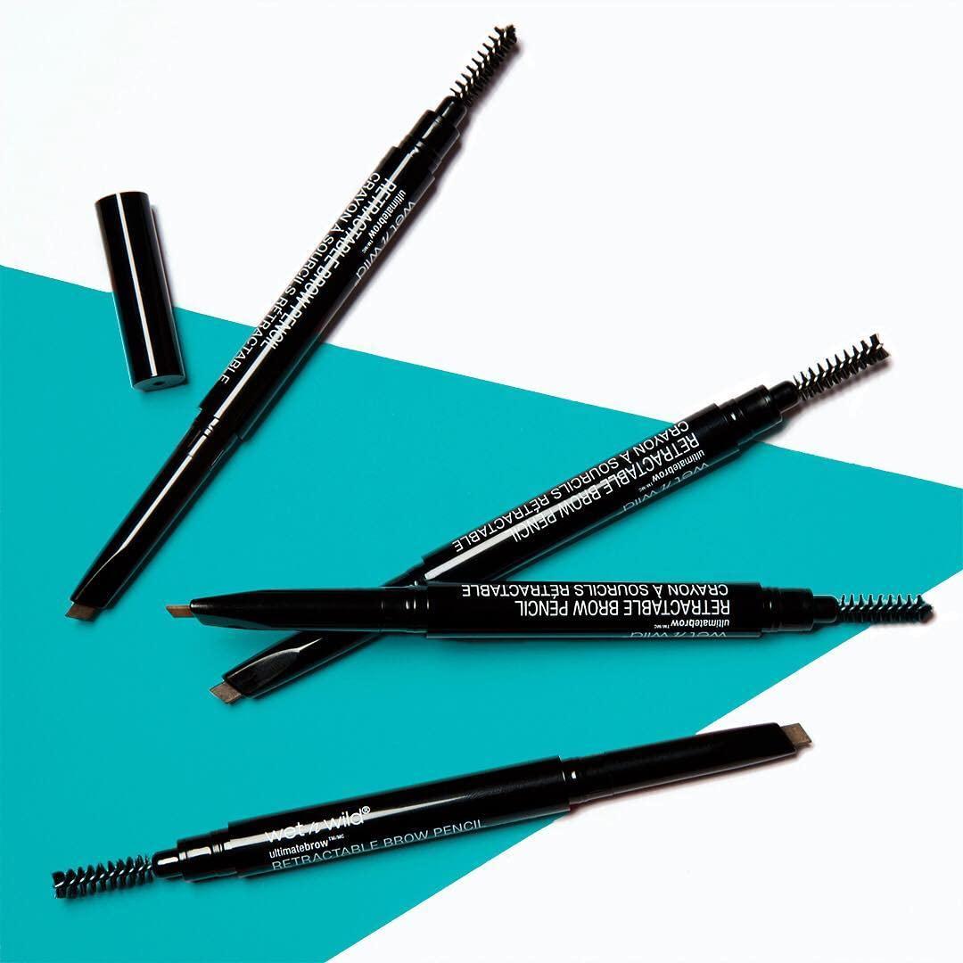 wet n wild Ultimate Eyebrow Retractable Definer Pencil, Medium Brown, Dual-Sided Brow Brush, Fine Tip, Shapes, Defines, Fills Brow Makeup(Taupe)