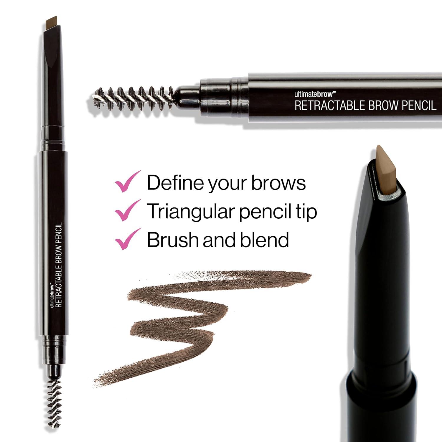 wet n wild Ultimate Eyebrow Retractable Definer Pencil, Medium Brown, Dual-Sided Brow Brush, Fine Tip, Shapes, Defines, Fills Brow Makeup(Taupe)
