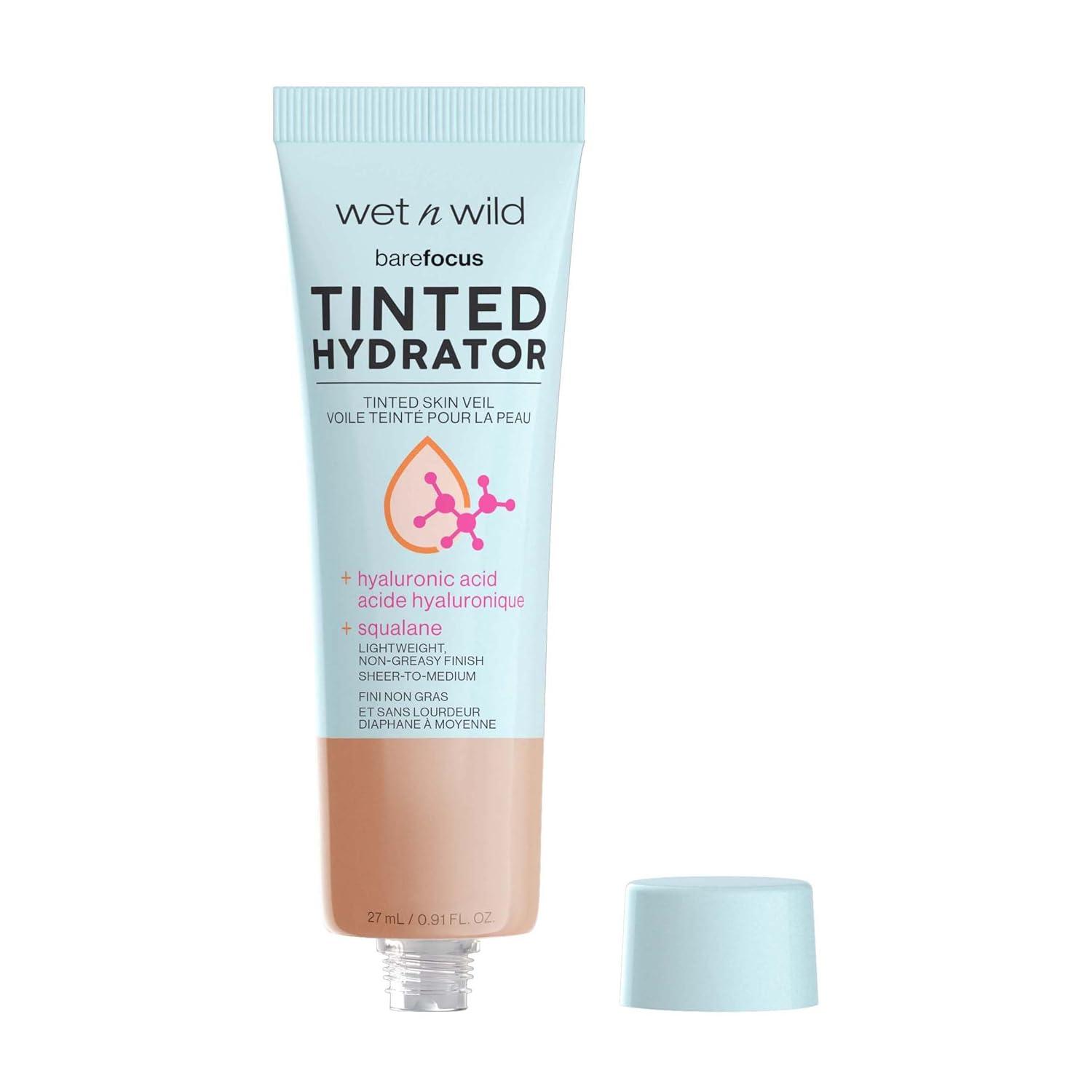 wet n wild Bare Focus Tinted Hydrator Tinted Skin Veil, Lightweight Buildable Coverage with Hyaluronic Acid & Vegan Squalane, Sheer-to-Medium Coverage, Semi-Matte Finish, Cruelty-Free – Light Medium(Tan Medium Deep)