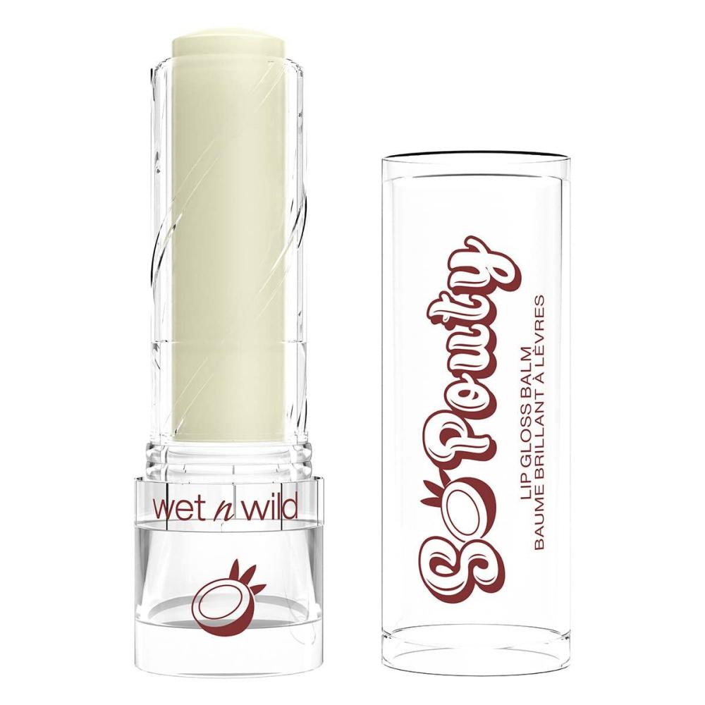 wet n wild Perfect Pout So Pouty Shine Tinted Lip Balm Peach Flavored, Hyaluronic Acid, Vegan Collagen, Moisturizing For Dry Lip Care, Pink(Coconuts For You)