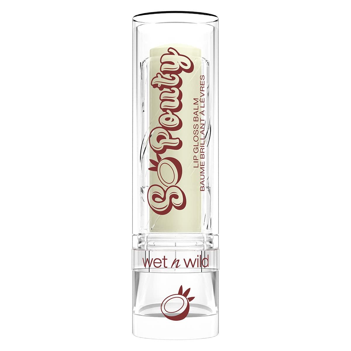 wet n wild Perfect Pout So Pouty Shine Tinted Lip Balm Peach Flavored, Hyaluronic Acid, Vegan Collagen, Moisturizing For Dry Lip Care, Pink(Coconuts For You)
