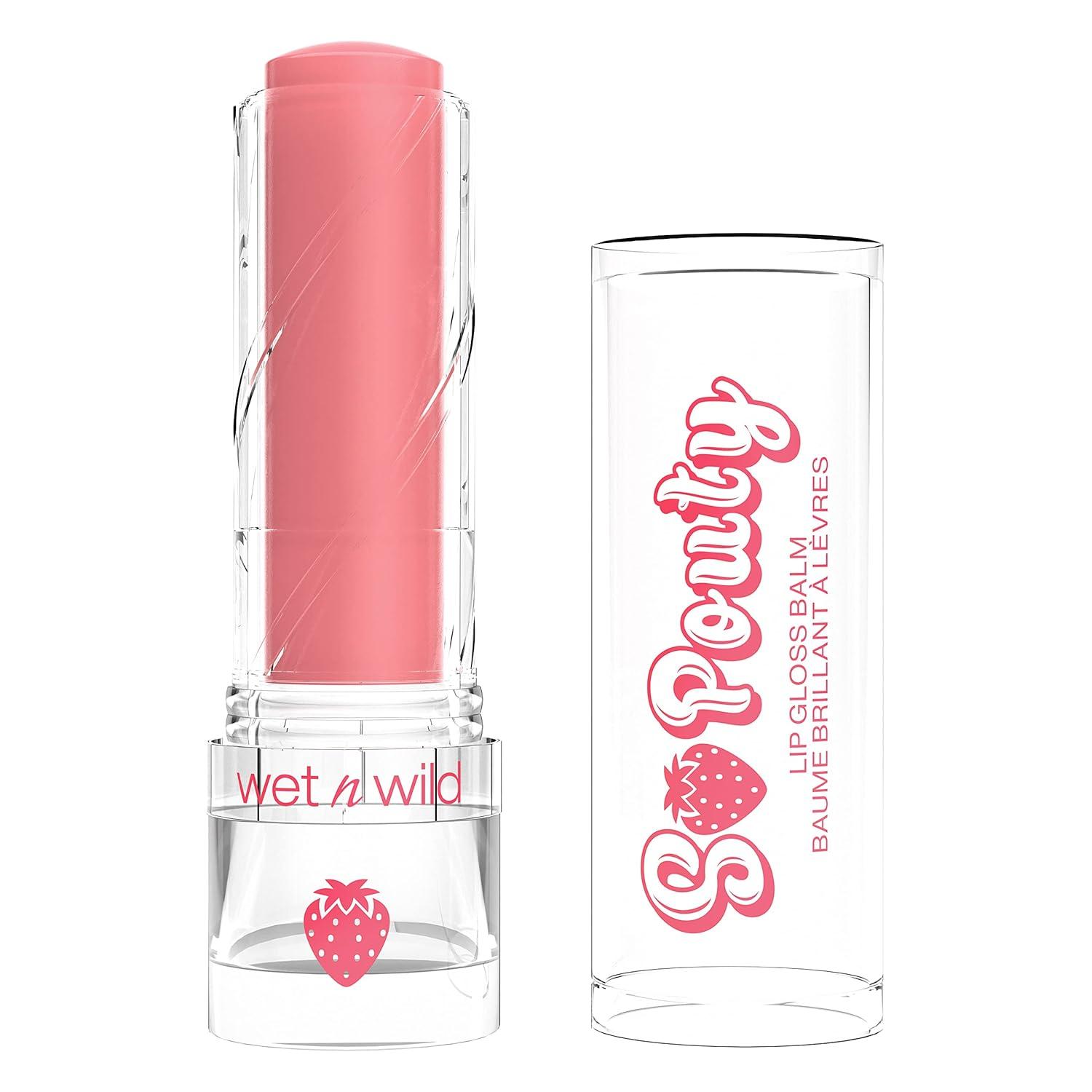 wet n wild Perfect Pout So Pouty Shine Tinted Lip Balm Peach Flavored, Hyaluronic Acid, Vegan Collagen, Moisturizing For Dry Lip Care, Pink(Sweetest Pick)