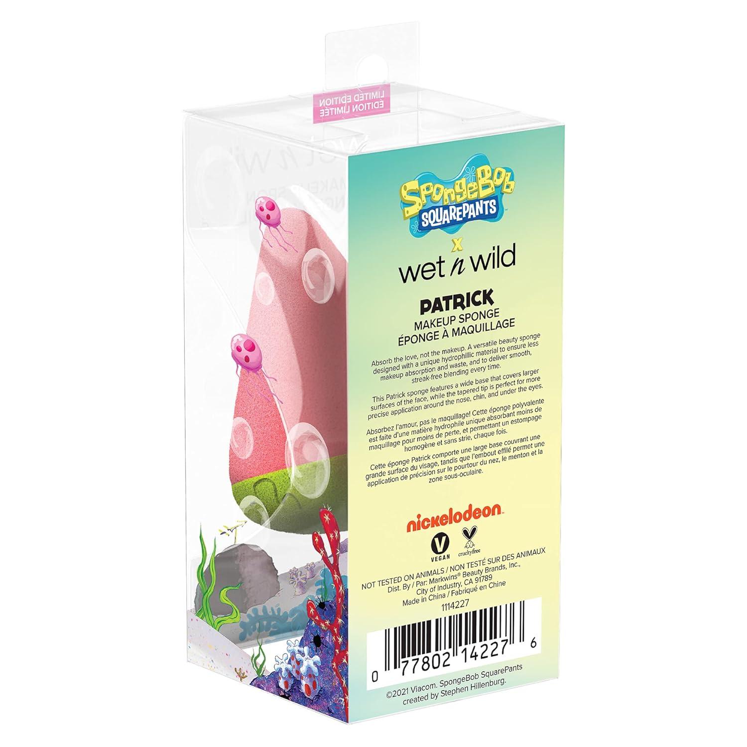 wet n wild SpongeBob Squarepants Collection Makeup Sponge, Teardrop Beauty Blender with Precision Tip – Hydrophilic, Streak-Free & Cruelty-Free – Patrick Star