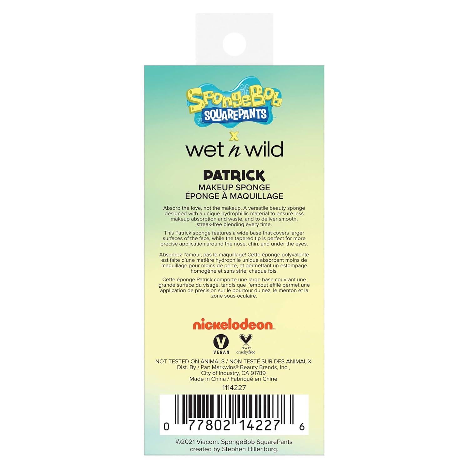 wet n wild SpongeBob Squarepants Collection Makeup Sponge, Teardrop Beauty Blender with Precision Tip – Hydrophilic, Streak-Free & Cruelty-Free – Patrick Star