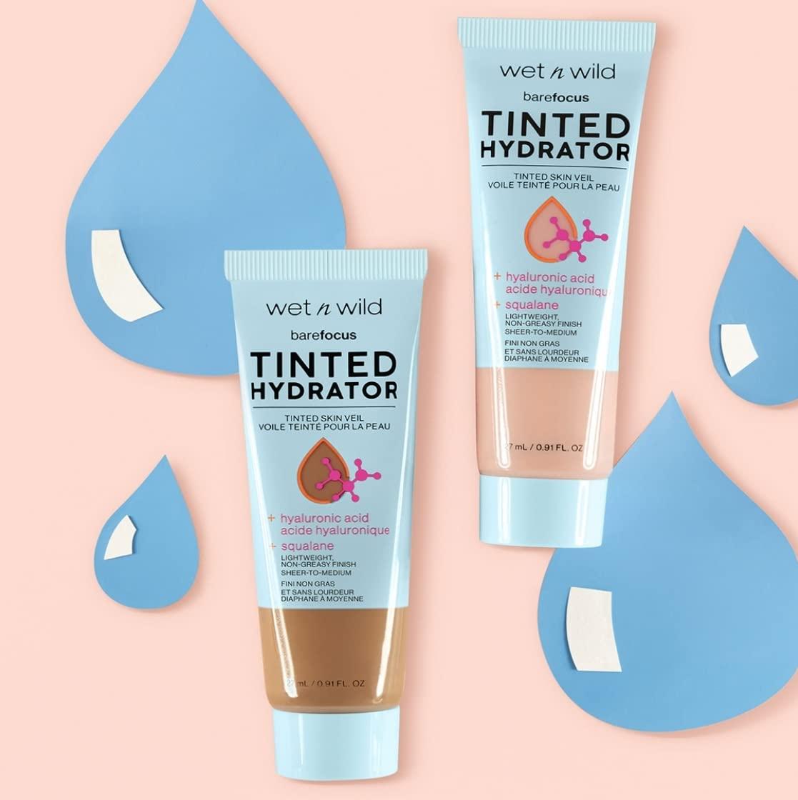 wet n wild Bare Focus Tinted Hydrator Tinted Skin Veil, Lightweight Buildable Coverage with Hyaluronic Acid & Vegan Squalane, Sheer-to-Medium Coverage, Semi-Matte Finish, Cruelty-Free – Light Medium(Medium Tan)