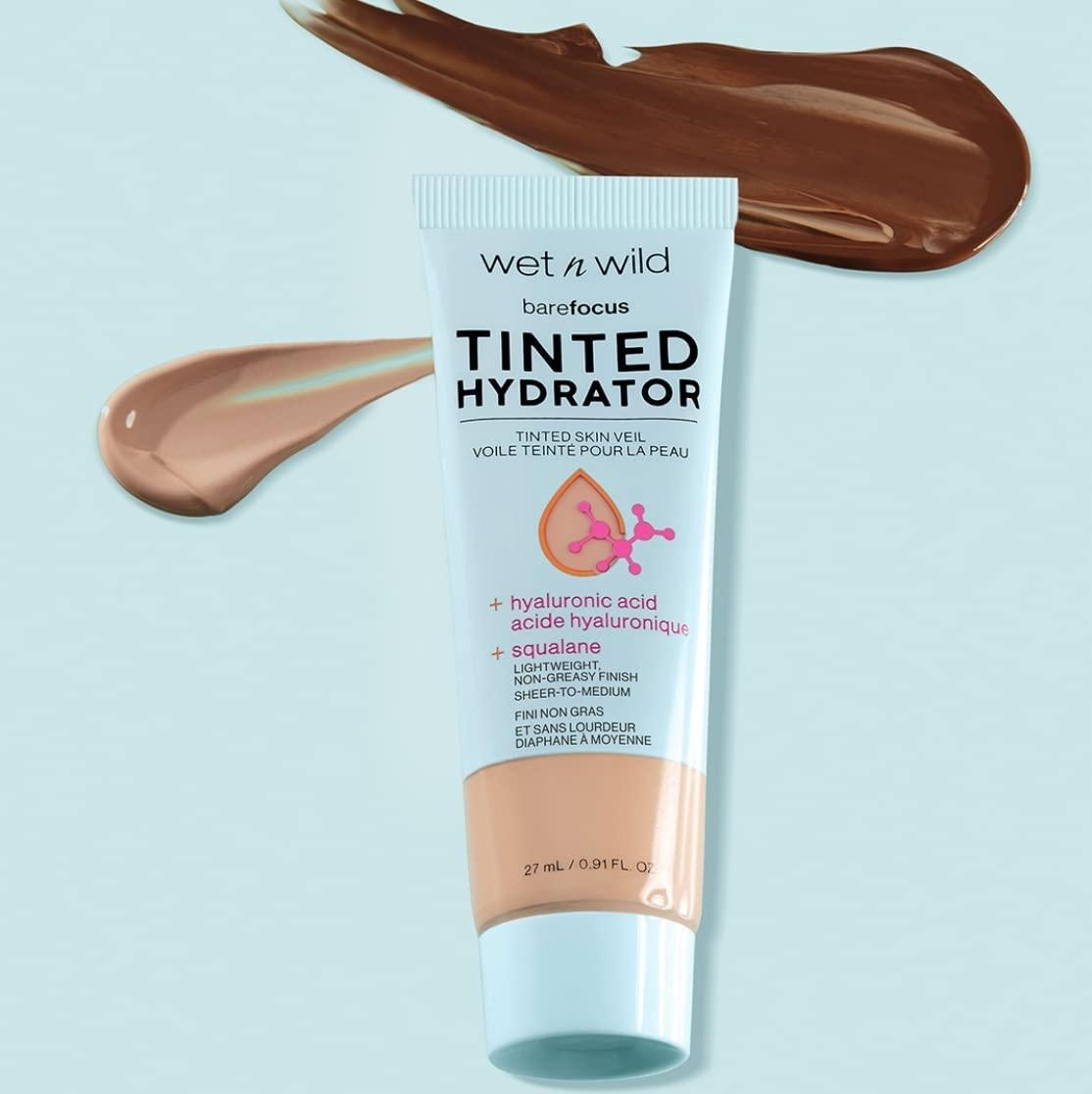 wet n wild Bare Focus Tinted Hydrator Tinted Skin Veil, Lightweight Buildable Coverage with Hyaluronic Acid & Vegan Squalane, Sheer-to-Medium Coverage, Semi-Matte Finish, Cruelty-Free – Light Medium(Medium Tan)