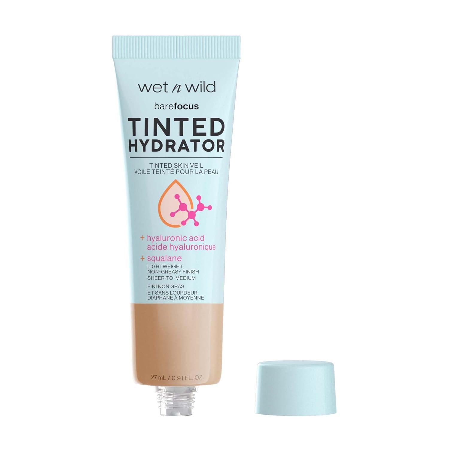 wet n wild Bare Focus Tinted Hydrator Tinted Skin Veil, Lightweight Buildable Coverage with Hyaluronic Acid & Vegan Squalane, Sheer-to-Medium Coverage, Semi-Matte Finish, Cruelty-Free – Light Medium(Medium Tan)