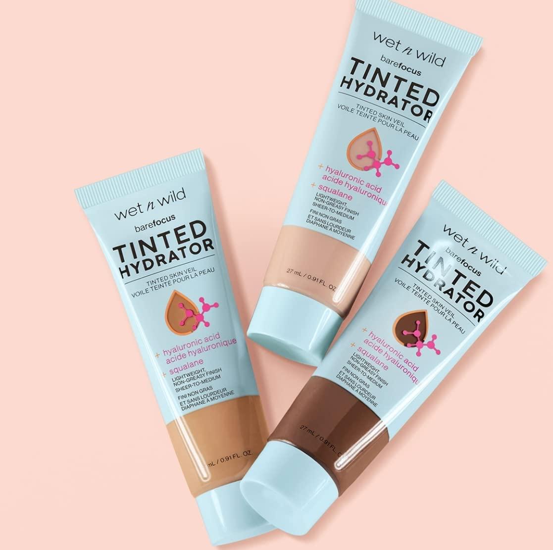 wet n wild Bare Focus Tinted Hydrator Tinted Skin Veil, Lightweight Buildable Coverage with Hyaluronic Acid & Vegan Squalane, Sheer-to-Medium Coverage, Semi-Matte Finish, Cruelty-Free – Light Medium(Medium Tan)