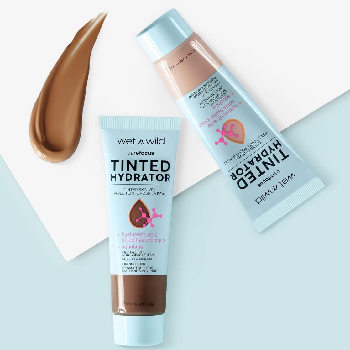 wet n wild Bare Focus Tinted Hydrator Tinted Skin Veil, Lightweight Buildable Coverage with Hyaluronic Acid & Vegan Squalane, Sheer-to-Medium Coverage, Semi-Matte Finish, Cruelty-Free – Light Medium(Medium Deep)
