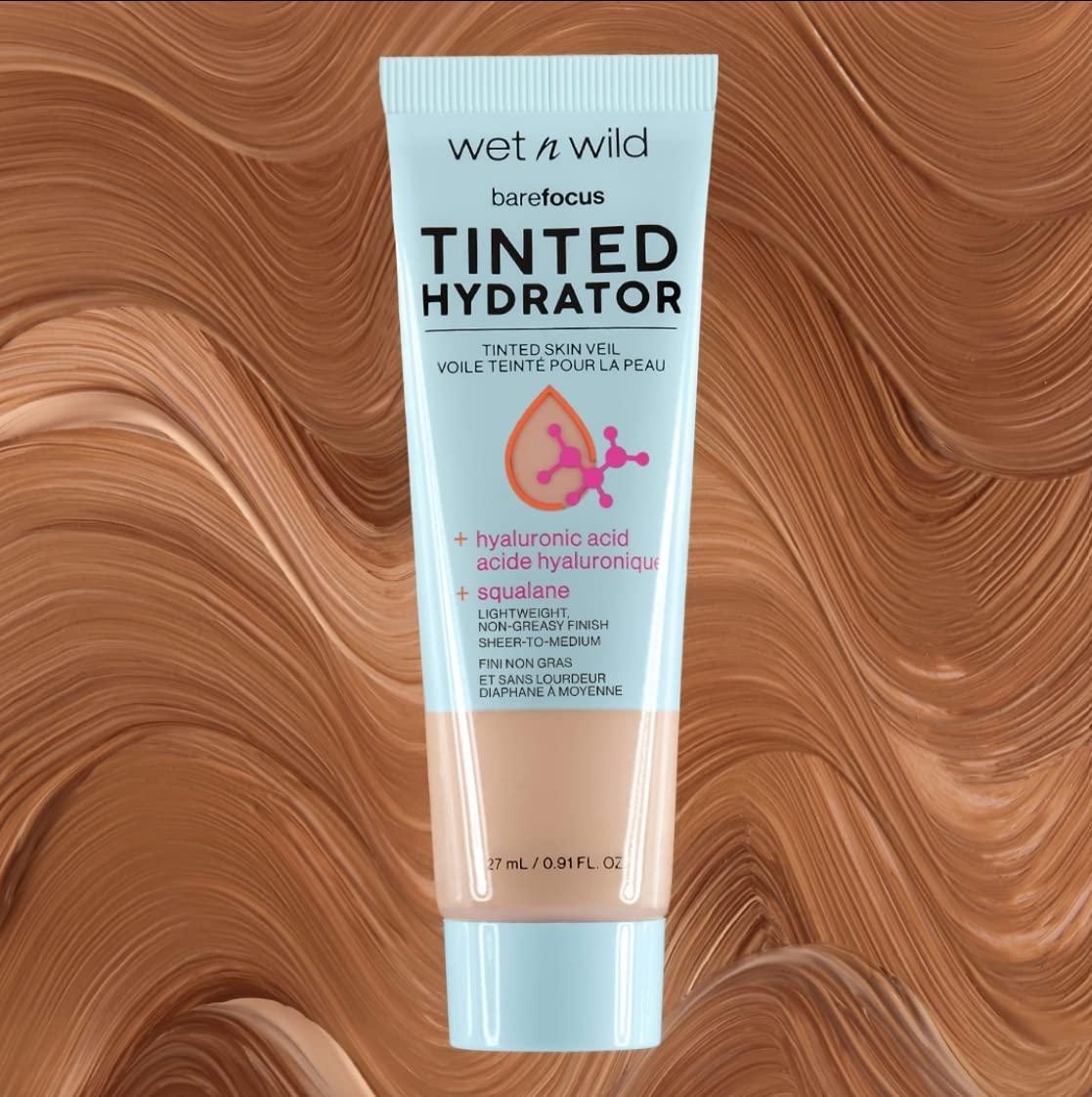 wet n wild Bare Focus Tinted Hydrator Tinted Skin Veil, Lightweight Buildable Coverage with Hyaluronic Acid & Vegan Squalane, Sheer-to-Medium Coverage, Semi-Matte Finish, Cruelty-Free – Light Medium(Medium Deep)