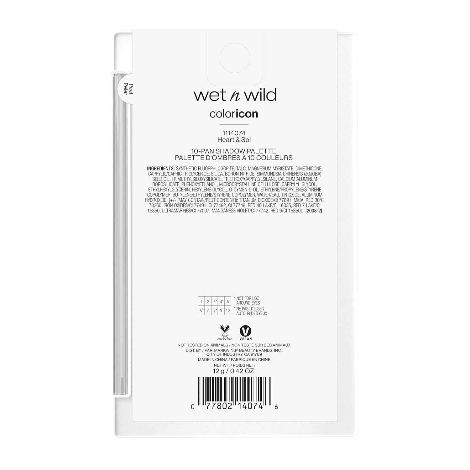 wet n wild Color Icon 10-Pan Eyeshadow Makeup Palette, Long Lasting, Shimmer, Metallic, Glittery, Matte, Rich Smooth Pigment, Cruelty Free – Pink Heart And Sol