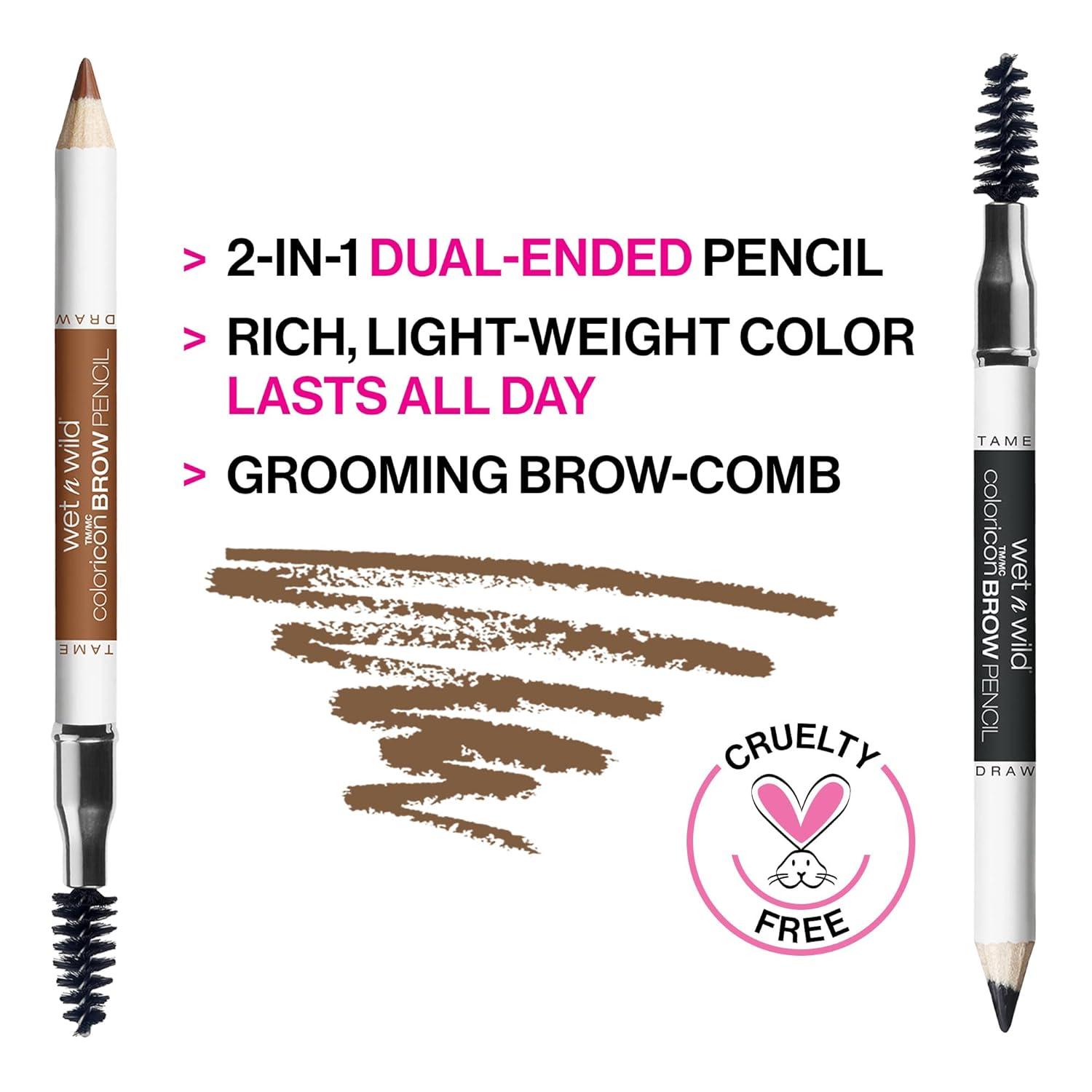 wet n wild Color Icon Brow Pencil, Brunettes Eyebrow, Dark Brown Eyebrow Pencil and Brush(Brunettes Do It Better – carded)
