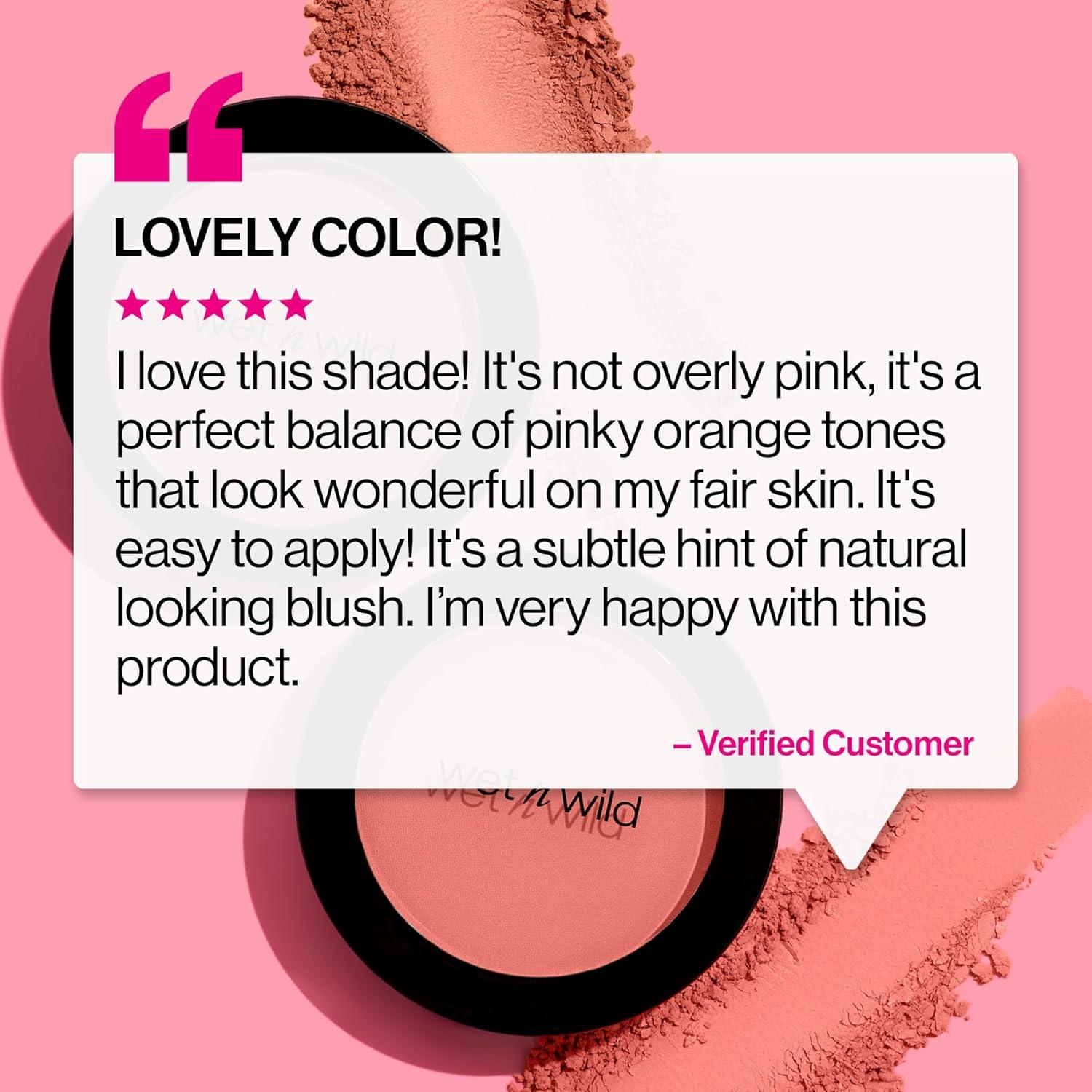 wet n wild Color Icon Blush, Effortless Matte Natural Sheer Glow & Seamless Blend, Luxuriously Infused Smooth Jojoba Oil, Cruelty-Free & Vegan – Pearlescent Pink(Packaged)