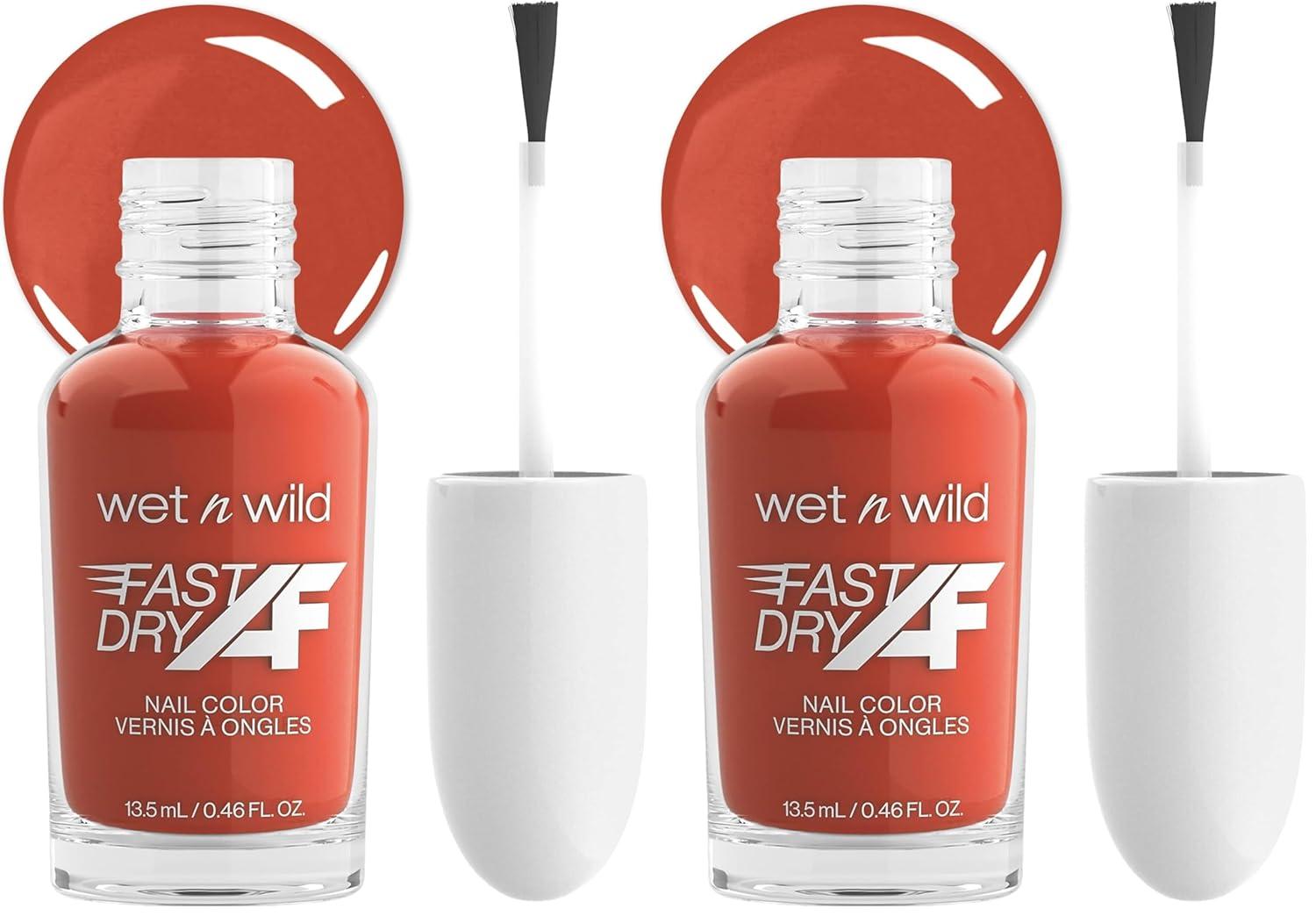 wet n wild Fast Dry AF Nail Polish, Quick 40 Second Dry Time, Long Lasting High-Shine – Red Light District(Toasted)