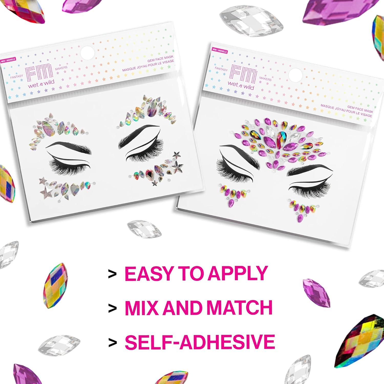 wet n wild Fantasy Makers Gem Face Mask, Face Crystals, Face Jewels, Face Gems, Face Gems, Rhinestone For Party, Fave, Festival, Dress Up, Temporary Tattoo Stickers, Cosmic Queen