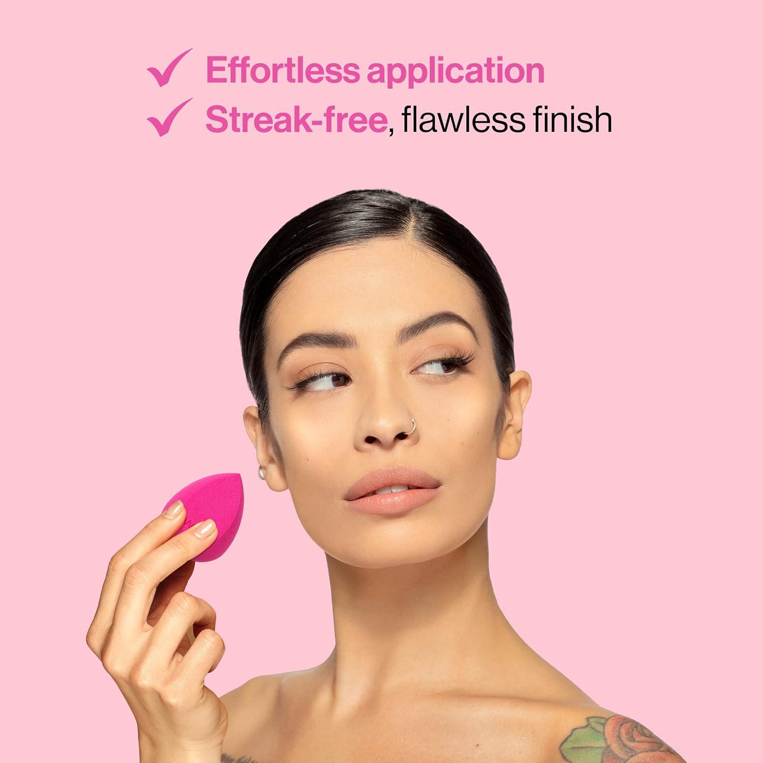 wet n wild Makeup Sponge – Low Product Absorption for Streak-Free Application, Effortless Blending Beauty for a Smooth Professional Looking Finish, Cruelty-Free & Vegan-Microfiber(Pink)