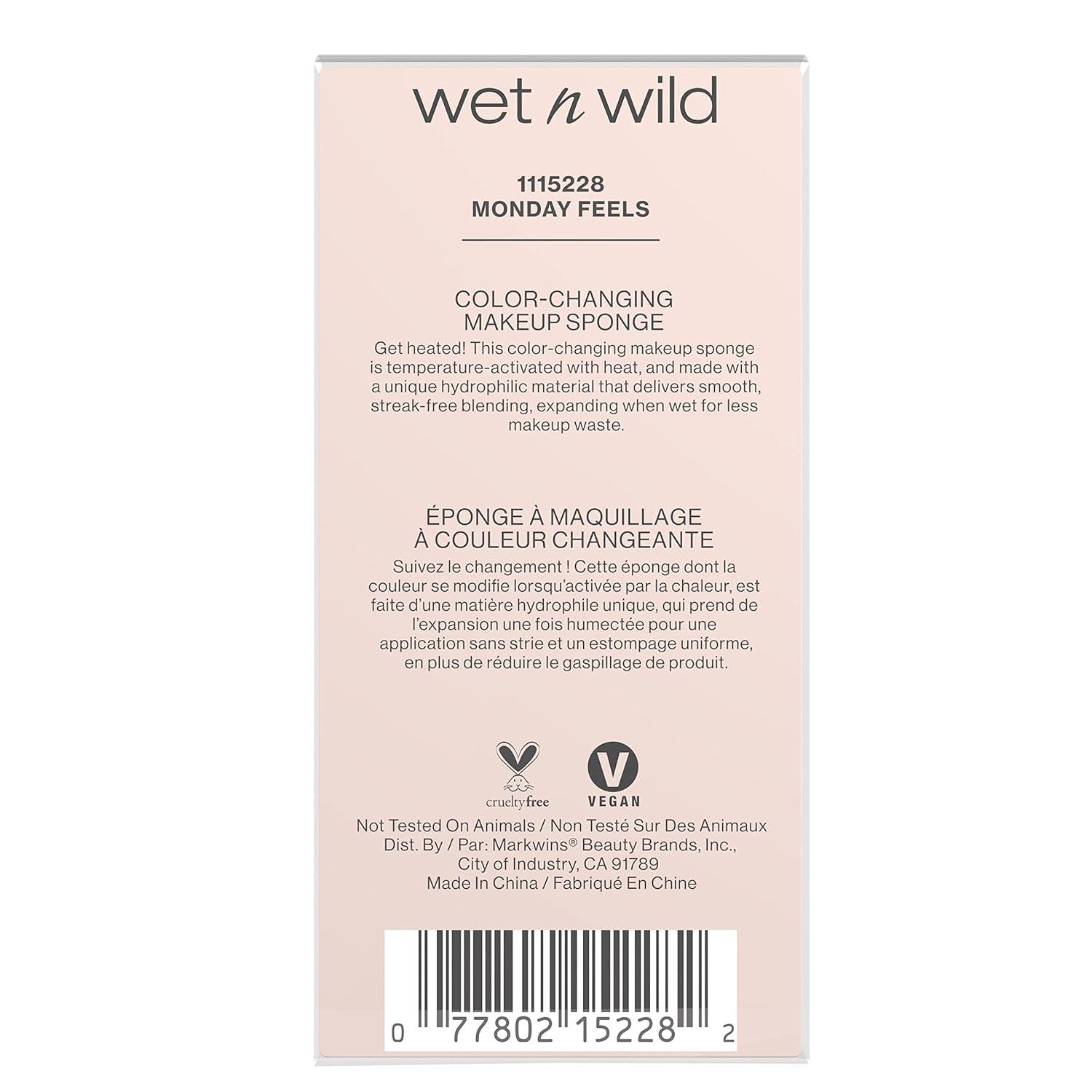 wet n wild Makeup Sponge – Low Product Absorption for Streak-Free Application, Effortless Blending Beauty for a Smooth Professional Looking Finish, Cruelty-Free & Vegan-Microfiber(Monday Feels)