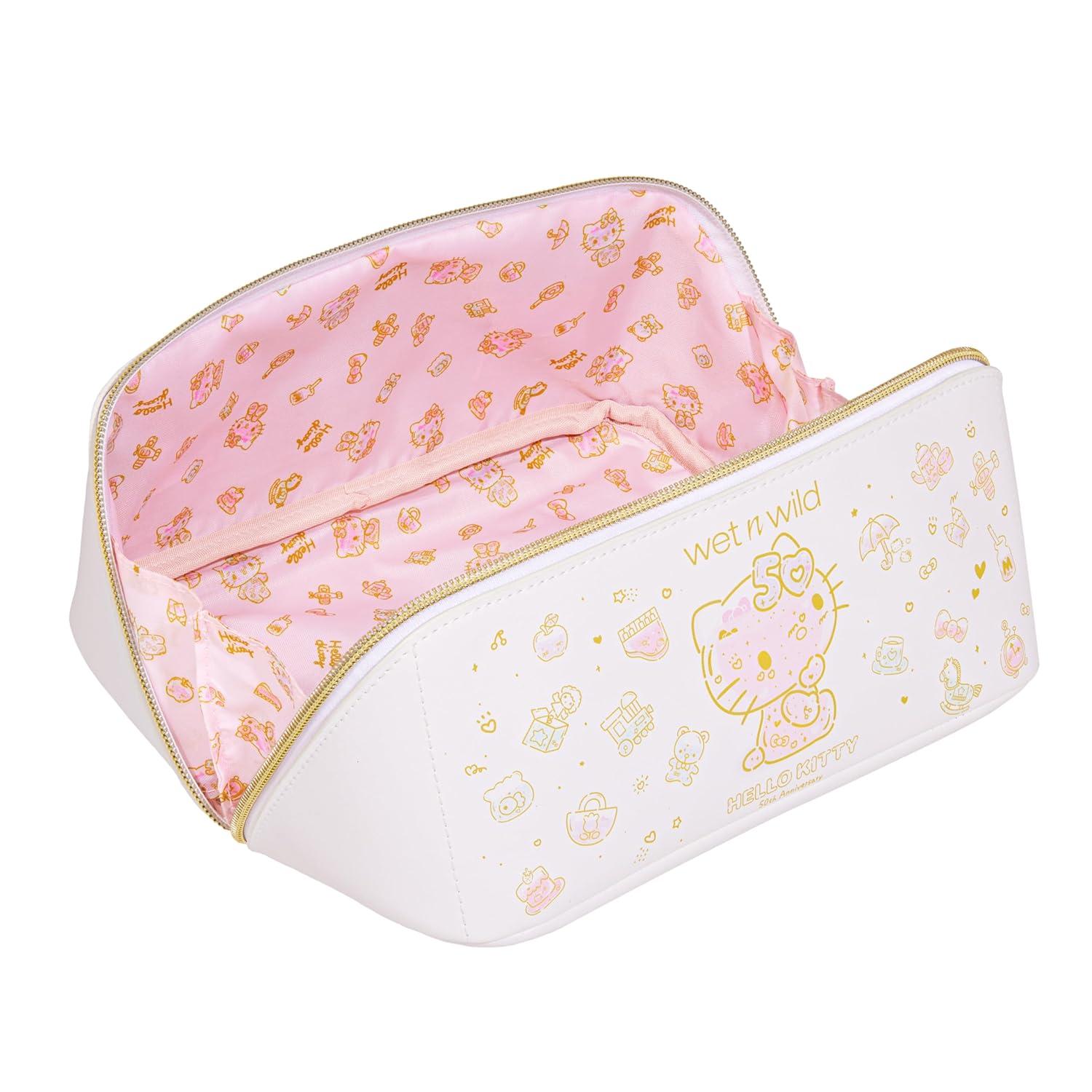 wet n wild Hello Kitty Makeup Bag, Unique Travel Friendly Design, 50th Anniversary Soft Pink Print, Cruelty-Free & Vegan