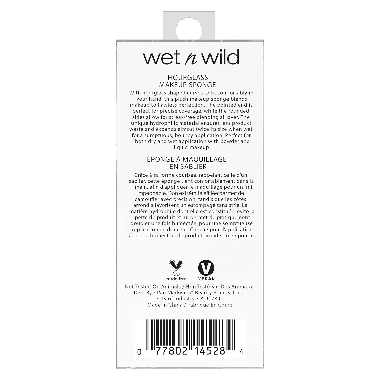 wet n wild Makeup Sponge – Low Product Absorption for Streak-Free Application, Effortless Blending Beauty for a Smooth Professional Looking Finish, Cruelty-Free & Vegan-Microfiber(Hourglass)