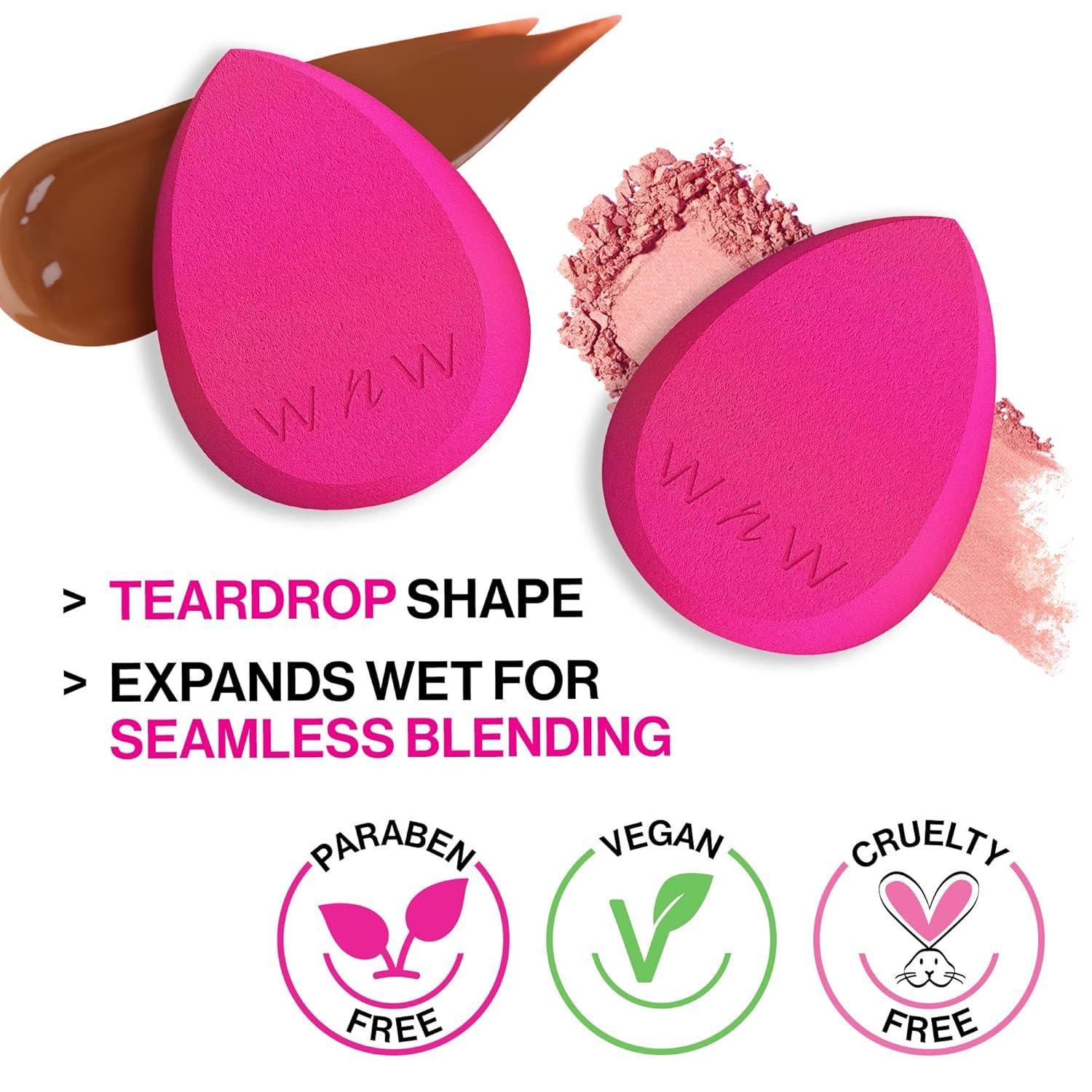 wet n wild Double Tap Makeup Sponge Set, Foundation Blending Beauty Sponge Flawless for Liquid, Cream, and Powder Dry and Wet Blender Make Up Use Vegan, Cruelty Free