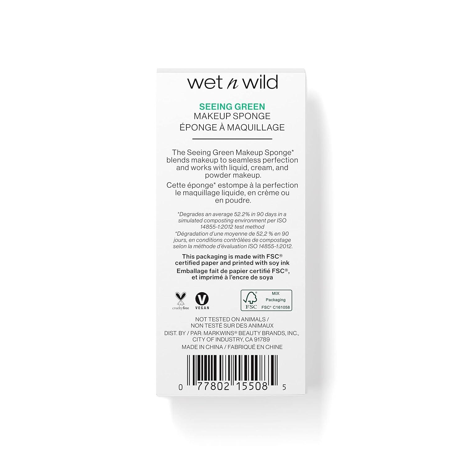 wet n wild Makeup Sponge – Low Product Absorption for Streak-Free Application, Effortless Blending Beauty for a Smooth Professional Looking Finish, Cruelty-Free & Vegan-Microfiber(Seeing Green)