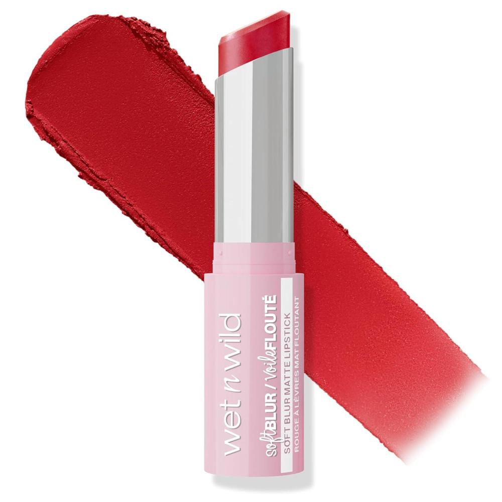 wet n wild Soft Blur Matte Lipstick, Velvety Semi-Sheer Buildable Color, Soft Matte Powdery Finish, Comfortable Wear, Vegan & Cruelty-Free – Apricot Smoothie(Little Red Rosette)