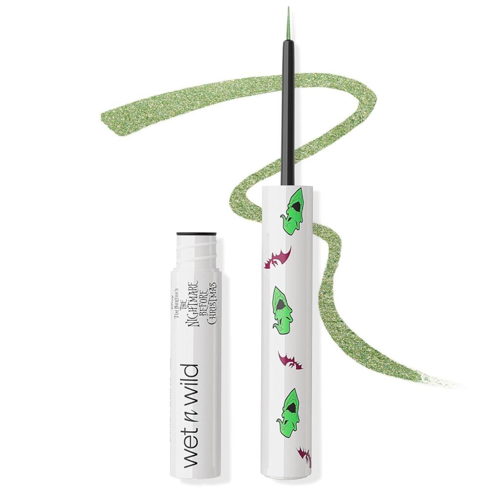 wet n wild Nightmare Before Christmas Liquid Eyeliner, Semi-Sheer Buildable Glitter Formula, Richly Pigmented Color, Flexible Precision Brush for Easy Application, Cruelty-Free – Dare to Play