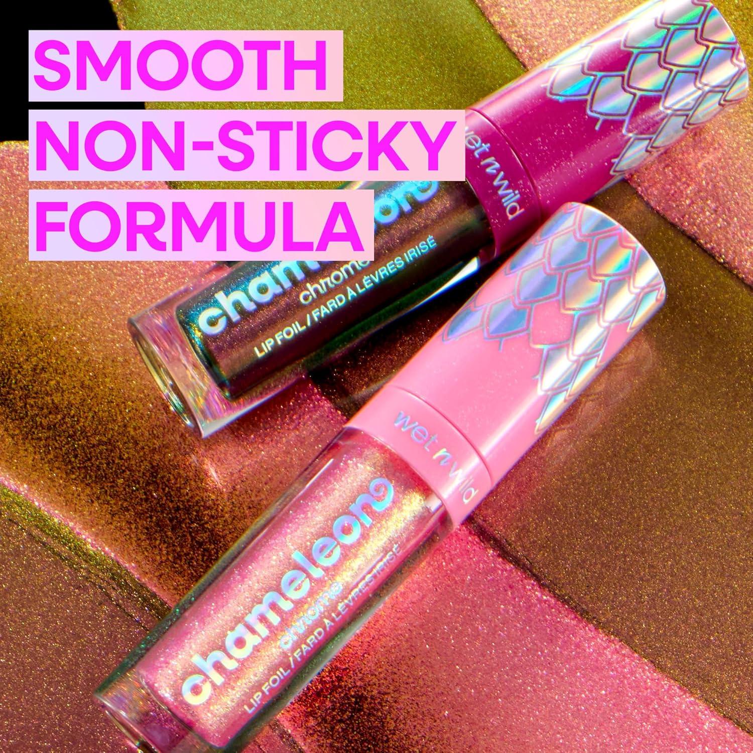 wet n wild Chameleon Chrome Lip Foil, Bold Light-Reflecting Pigments, Multidimensional Shine, Non-Sticky Smooth Formula,Vegan & Cruelty-Free – Halo’s Way(Celestial Dance)