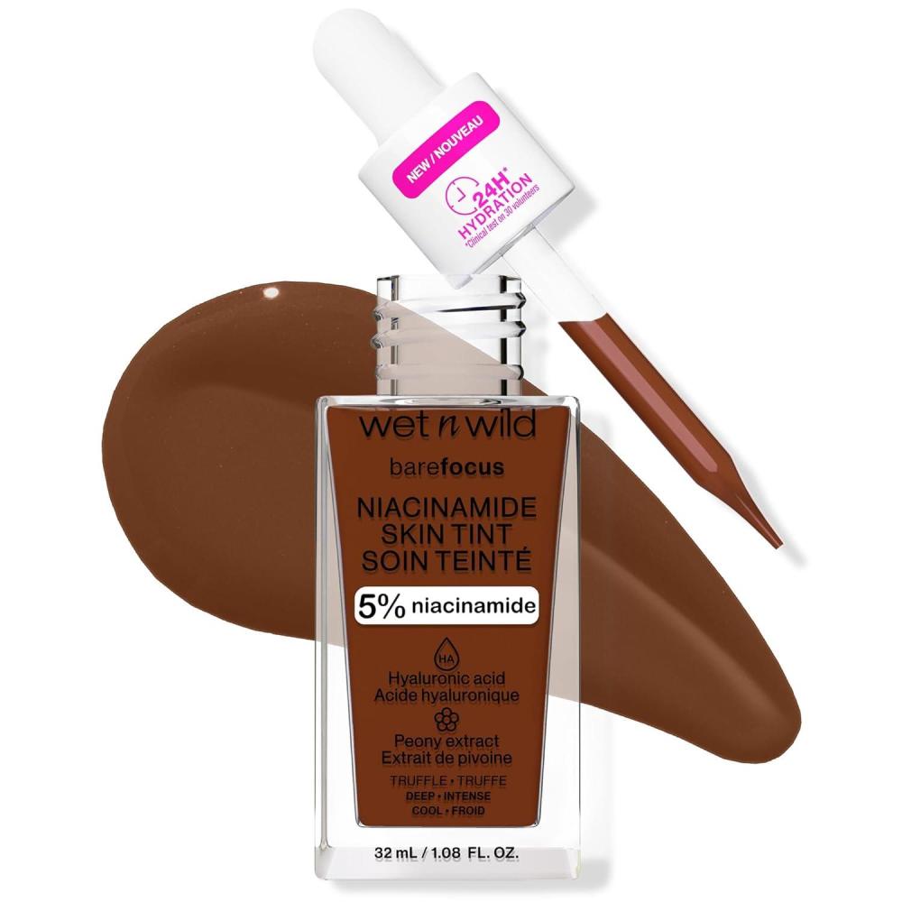 wet n wild Bare Focus Skin Tint, 5% Niacinamide Enriched, Buildable Sheer Lightweight Coverage, Natural Radiant Finish, Hyaluronic & Vitamin Hydration Boost, Cruelty-Free & Vegan – Fair Beige(Truffle)