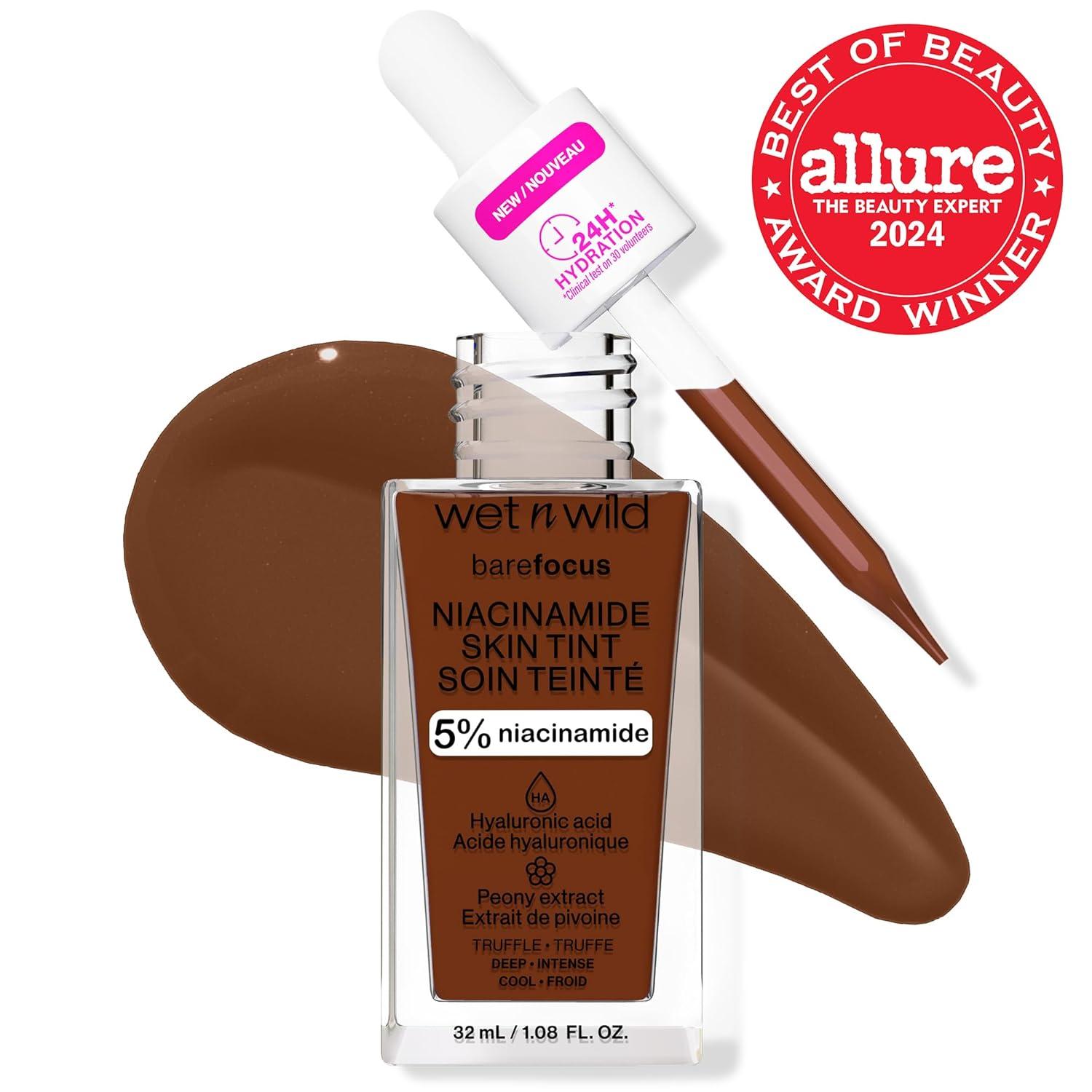 wet n wild Bare Focus Skin Tint, 5% Niacinamide Enriched, Buildable Sheer Lightweight Coverage, Natural Radiant Finish, Hyaluronic & Vitamin Hydration Boost, Cruelty-Free & Vegan – Fair Beige(Truffle)