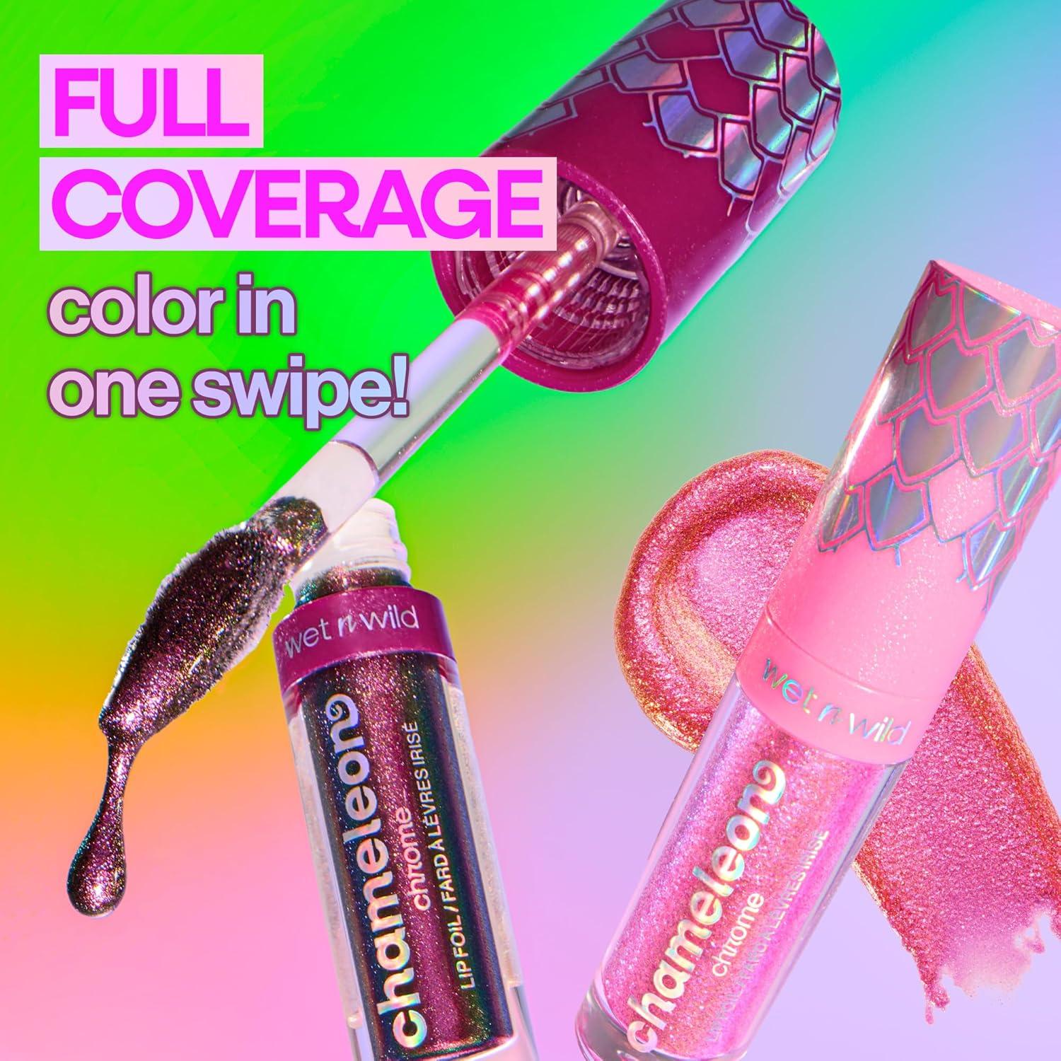 wet n wild Chameleon Chrome Lip Foil, Bold Light-Reflecting Pigments, Multidimensional Shine, Non-Sticky Smooth Formula,Vegan & Cruelty-Free – Halo’s Way(Halo’s Way)